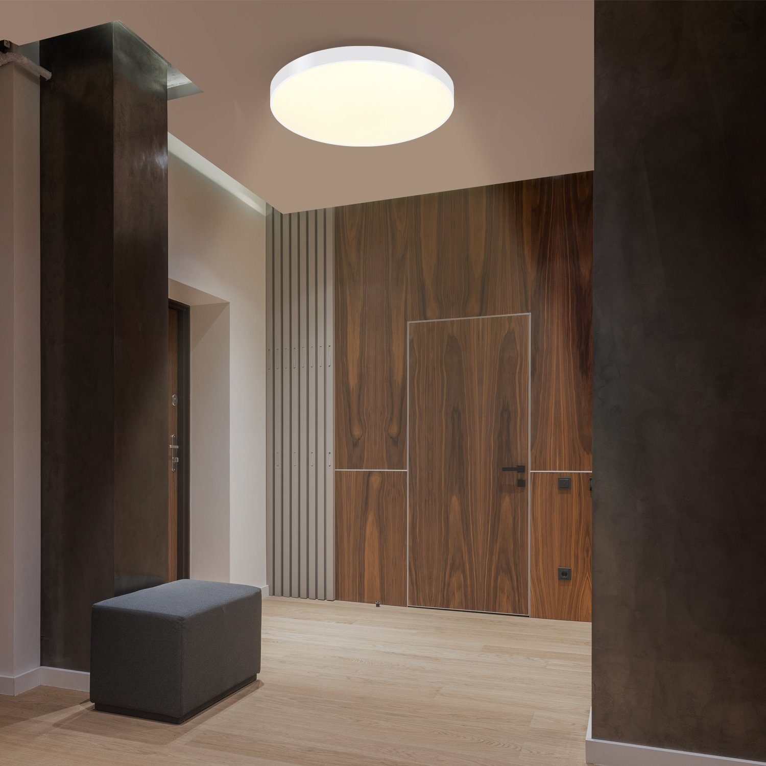 Modern Flur, Küche 21cm IP44 LED Warmweiß, Schwarz fest cm Flach Badezimmer für integriert, Nettlife Wohnzimmer Panel LED Deckenlampe 21 x Wasserdicht, 21 x 12W, Rund 2.5