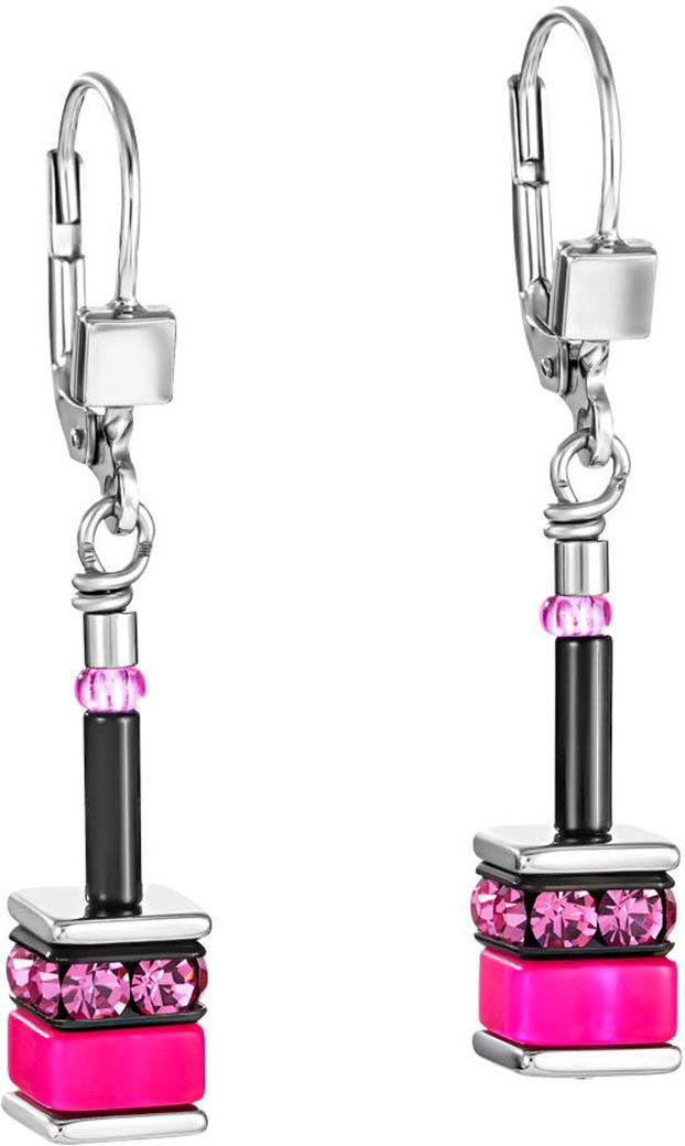 COEUR DE LION Paar Ohrhänger Schmuck Edelstahl Classic Polaris Classic Pastel Würfelkette, Made in Germany - mit Polaris, Strassstein