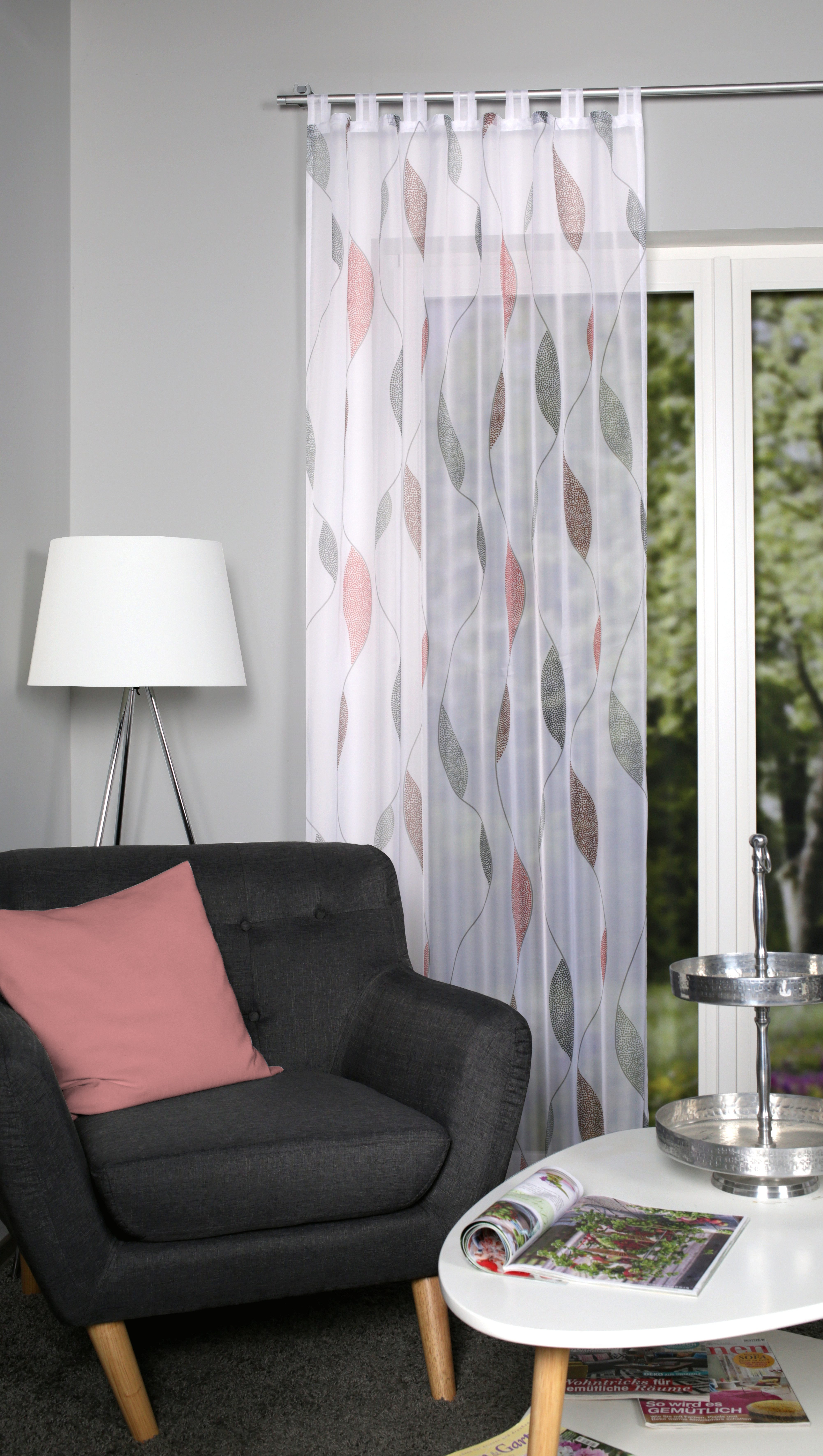 HOME WOHNIDEEN Gardine PAOLO (1 St), Schlaufen, halbtransparent, Voile, halbtransparent