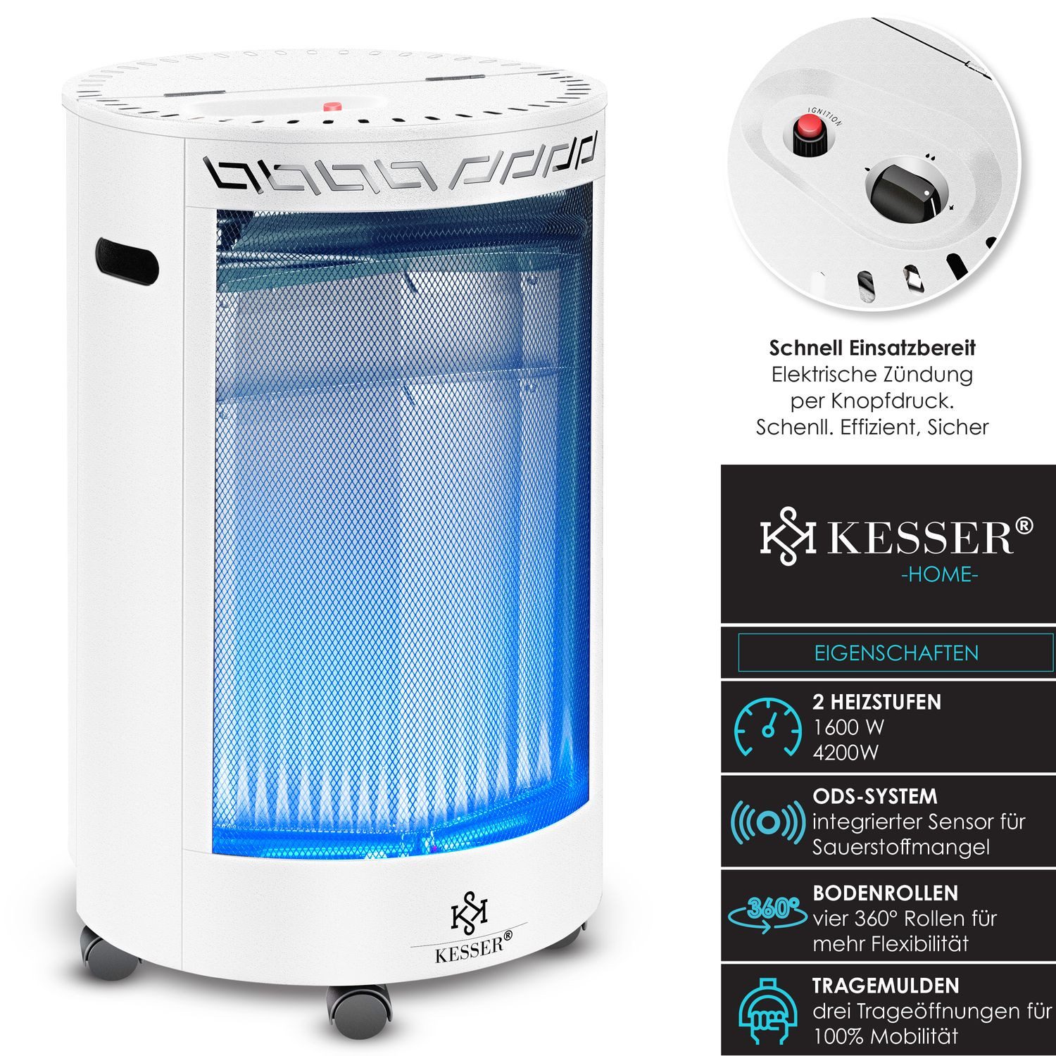 KESSER Heizstrahler, 4200 W, Gasheizer Keramik Gas Heizer 4200 Watt Heizstr günstig online kaufen