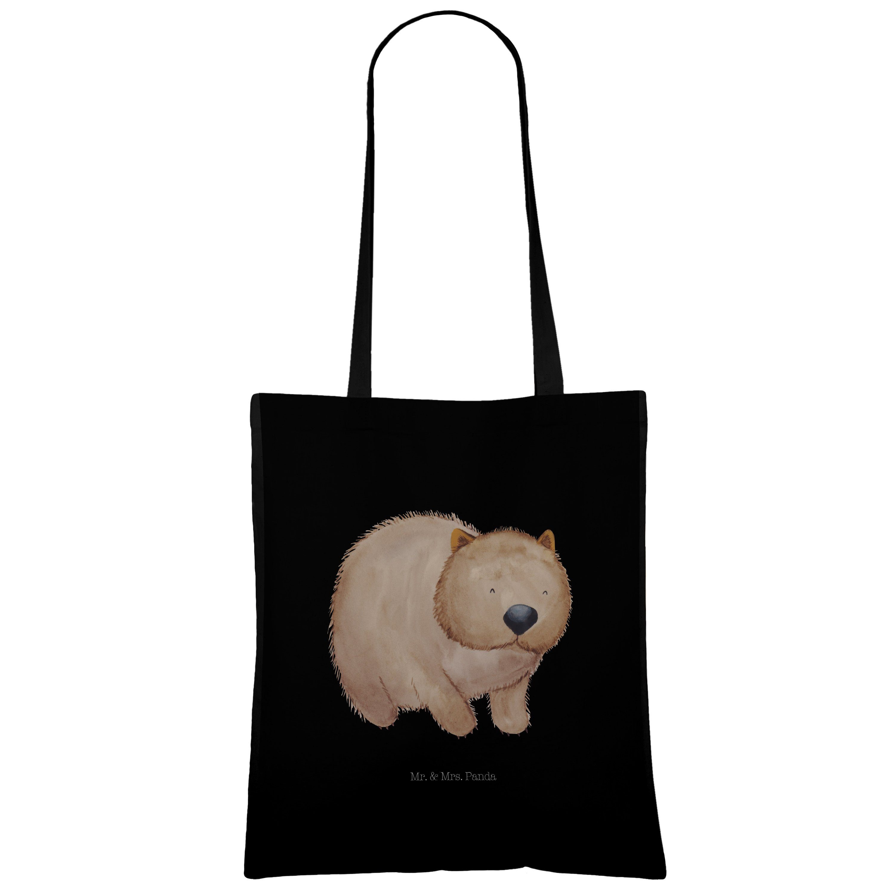 & (1-tlg) - Spruch, Beute Beuteltasche, Geschenk, - Wombat Stoffbeutel, Panda Mrs. Mr. Schwarz Tragetasche