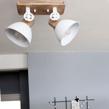 etc-shop LED Deckenspot, Leuchtmittel inklusive, Warmweiß, VINTAGE Decken Lampe Filament Ess Zimmer Strahler Holz Beleuchtung