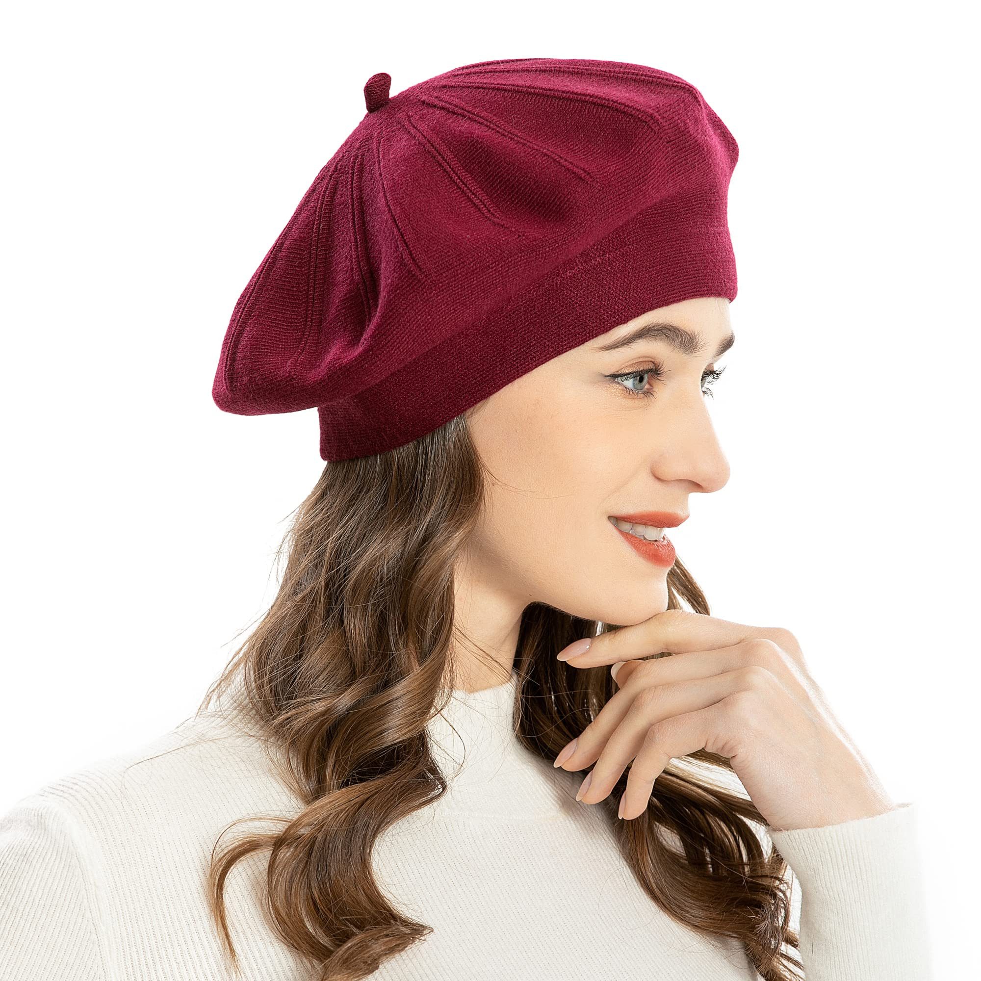 Zaewry Baskenmütze Damen,Weich Klassisch Einfarbig Französischer Stil Barett Retro Barett Künstler Klassische für Mädchen und Frauen