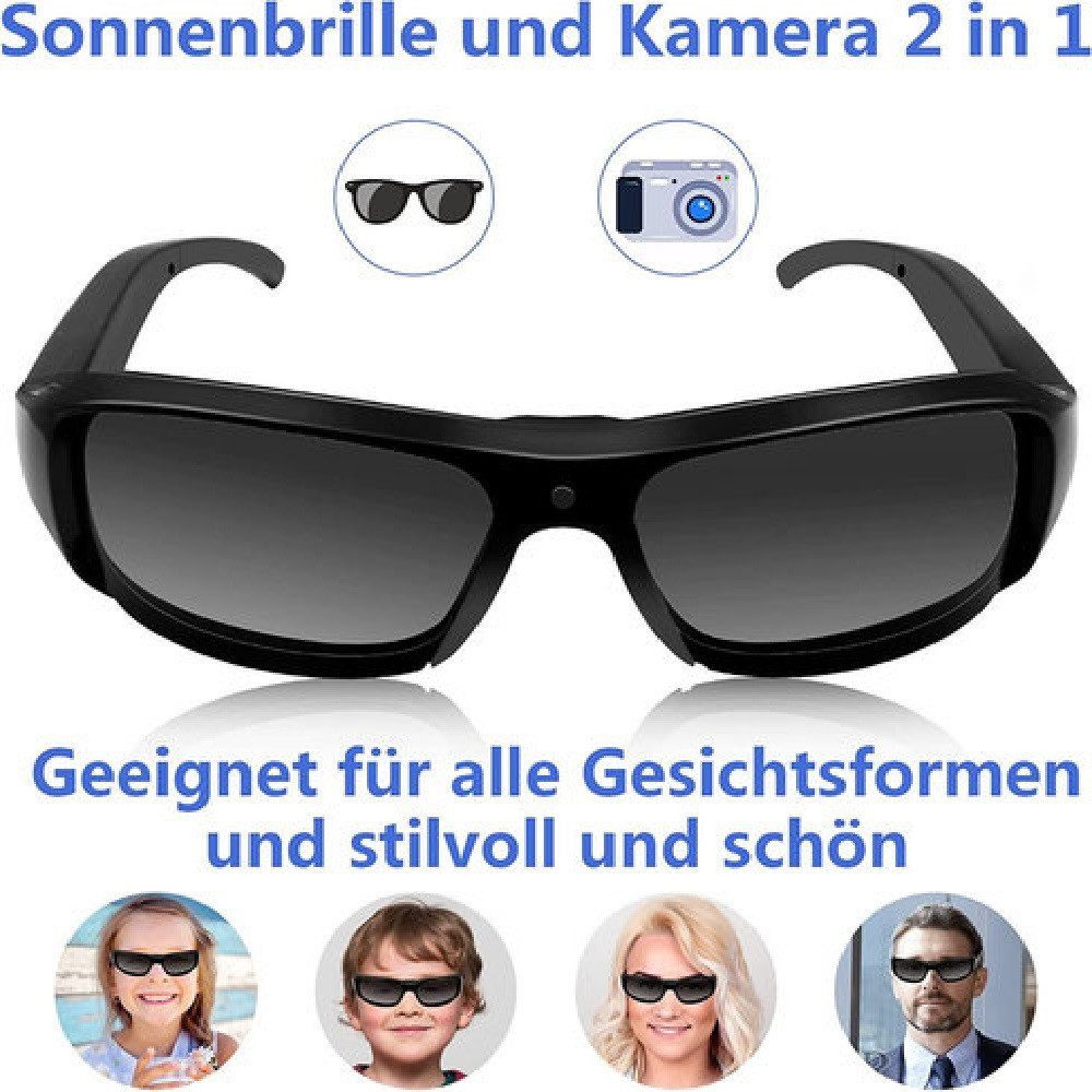 SpionProfi Überwachungskamera 32GB Sonnenbrille mit Mini Kamera Video Ton Aufnahme Urlaub Cam (Innenbereich, Außenbereich, 1-tlg., Versteckte Kamera Spycam Mini Cam geeignet für Biker, Urlaub, Outdoor)