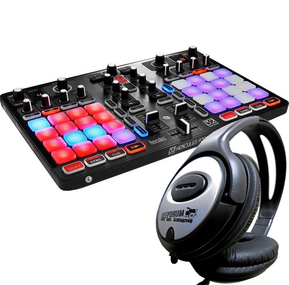 HERCULES DJ Controller Hercules P32 DJ Controller mit Kopfhörer