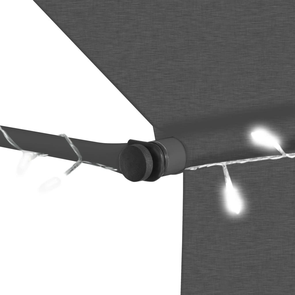 vidaXL Markise Einziehbare Markise Handbetrieben mit LED 250 cm Anthrazit