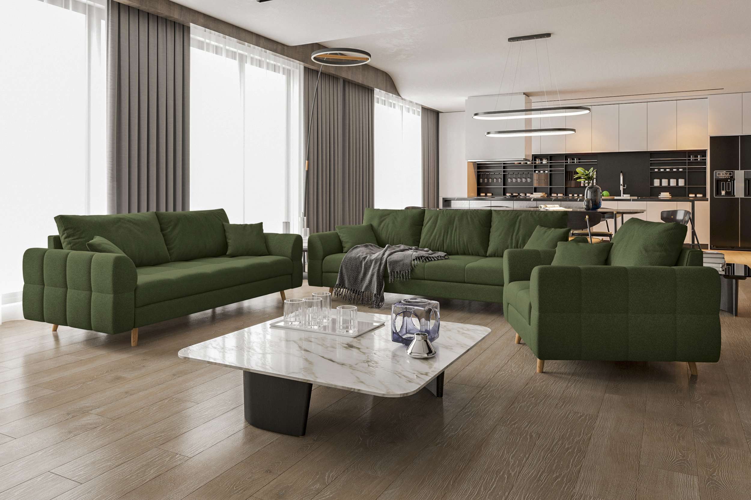 99rooms Polstergarnitur Bello, (Couchgarnitur, Set (3-tlg), bestehend aus 3 günstig online kaufen