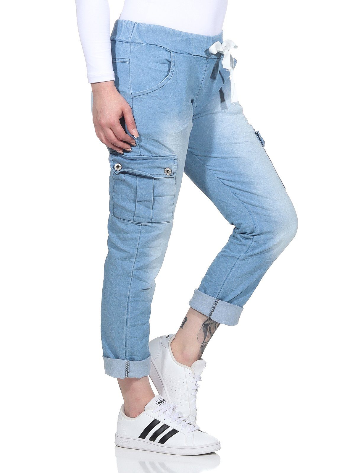 CLEO STYLE Jogginghose Damen Jogginghose Jeans 21094 Hellblau