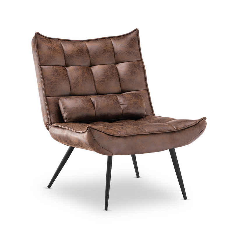 MCombo Relaxsessel MCombo Relaxsessel Lesesessel Loungesessel 4778/79, mit Taillenkissen für Wohnzimmer, Retro Vintage