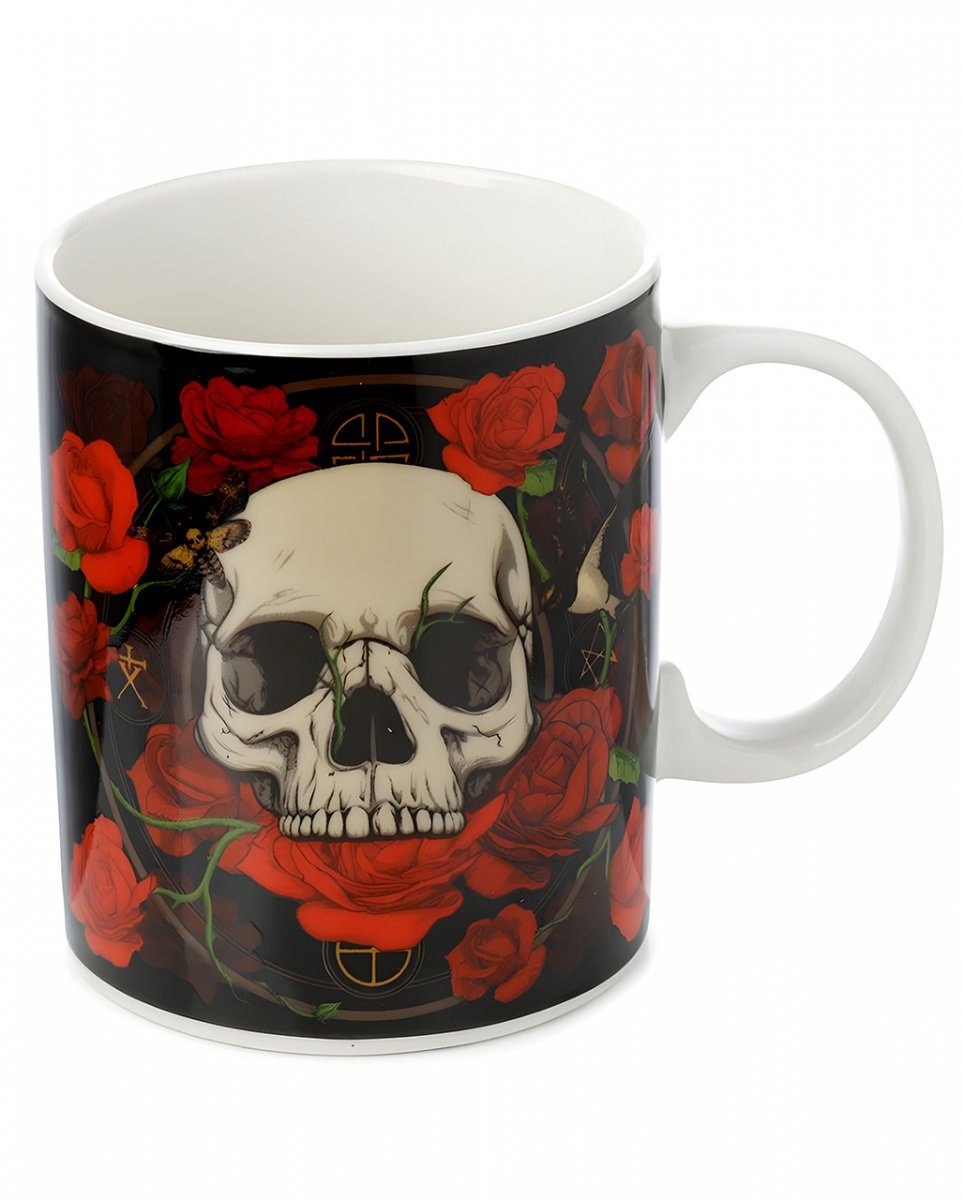 Horror-Shop Dekofigur Skulls & Roses mit 9,5 cm Lieblingstasse Totenkopf