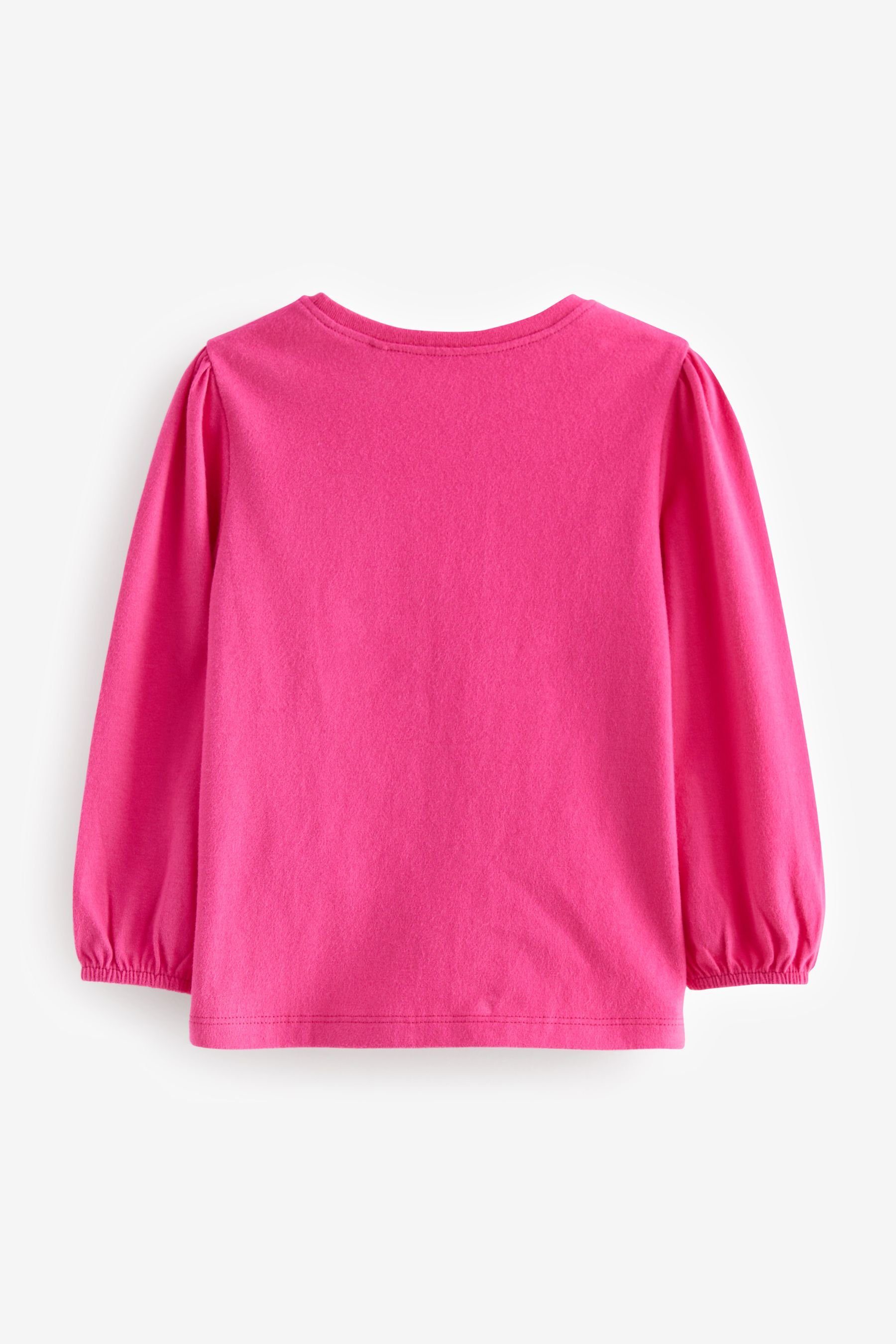 Pink Langarm-Shirt (1-tlg) Bright mit Langarmshirt Next Ansteckblume