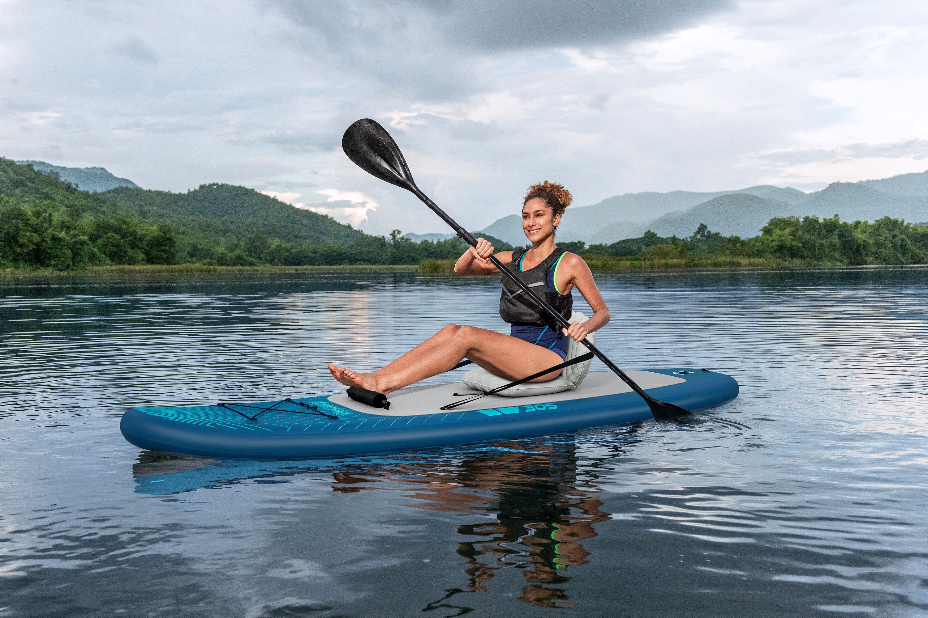 Bestway SUP-Board Wild Isle™, Freizeit, (Set, Inkl. Sitz, Pumpe, Paddel, Transportrucksack), 305 x 84 x 15 cm