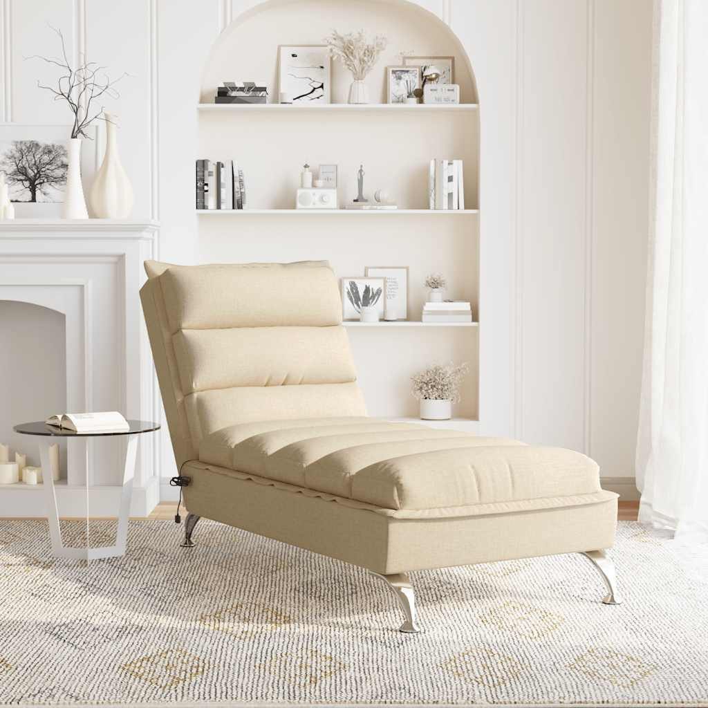 vidaXL Chaiselongue Massage-Chaiselongue mit Kissen Creme günstig online kaufen