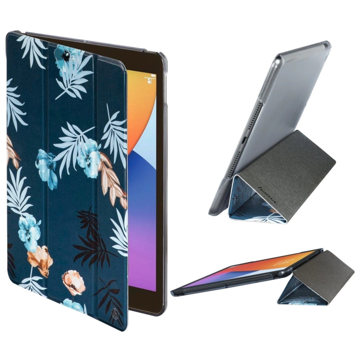 Hama Tablet-Hülle Smart Case BotanicTasche Cover Hülle Bag Blau, Standfunktion, für Apple iPad 7 2019 / iPad 8 2020 / iPad 9 2021 10,2"