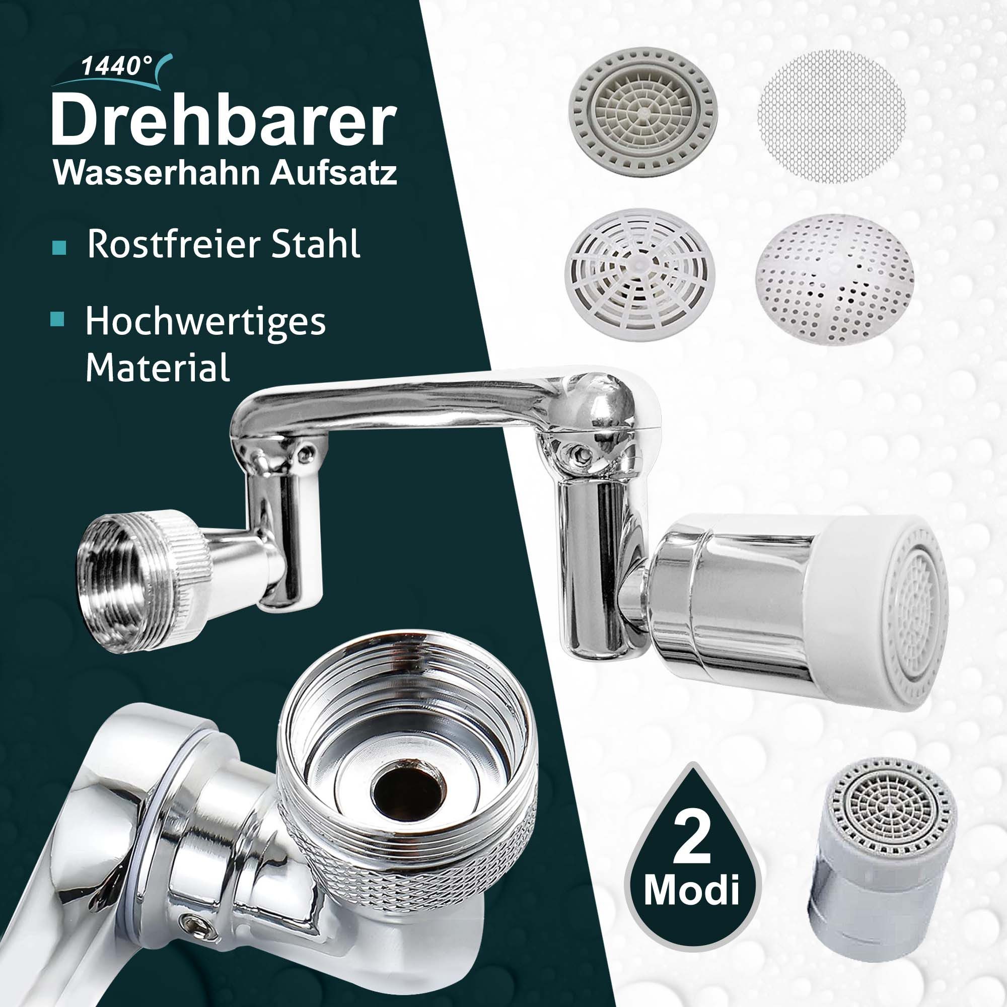 The Twibblin Company Badarmatur Drehbarer Wasserhahn Aufsatz – Flexibel für Küche & Bad, 1440° (1-St) Robust, innovativ, vielseitig einsetzbar