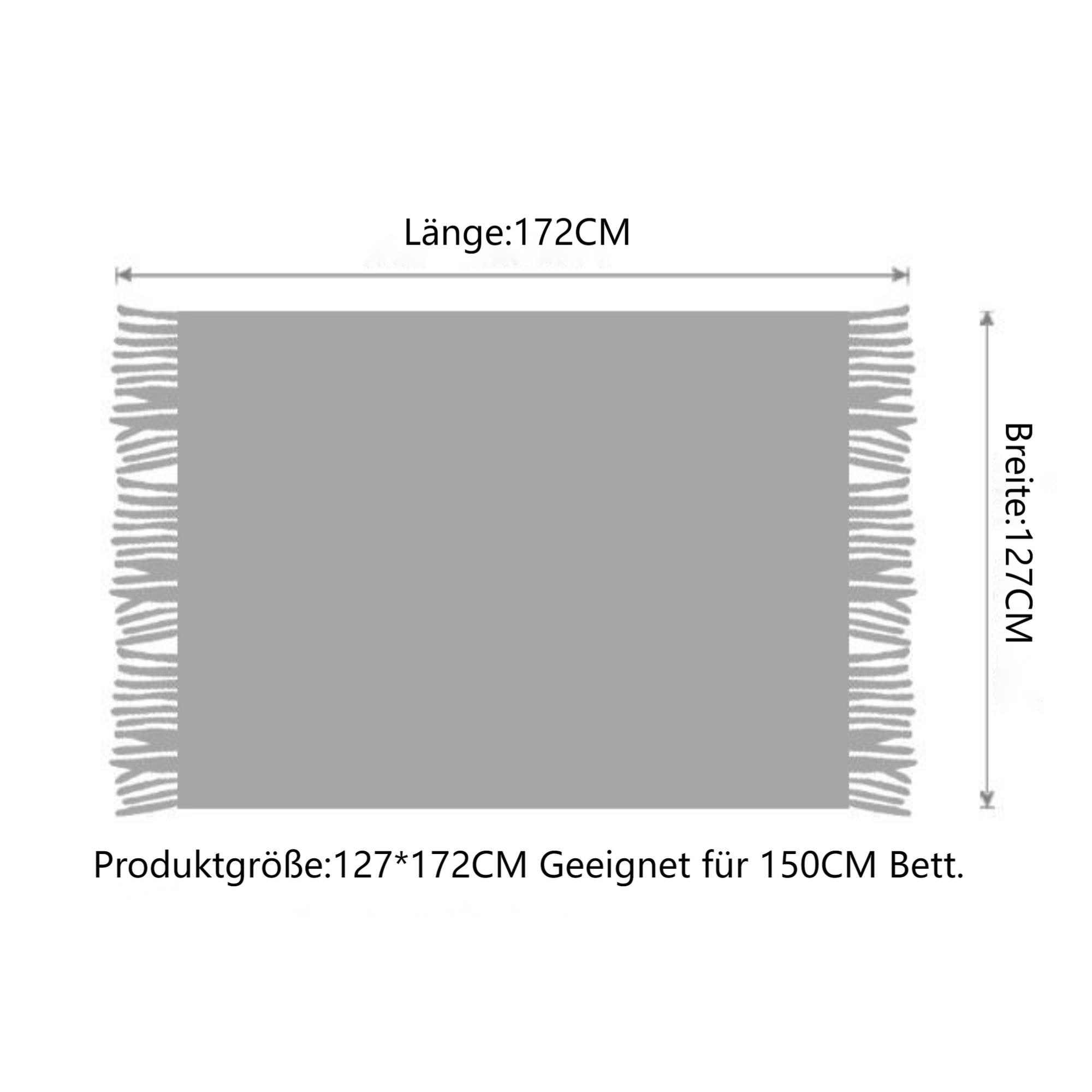 HEYHIPPO Deckel Gestrickte Decke, geeignet für Sofas und Betten, (weiche und bequeme Strickdecke,50*68in (127*172cm), mit Quasten, hellgrau, warme gewebte Decke für Männer und Frauen