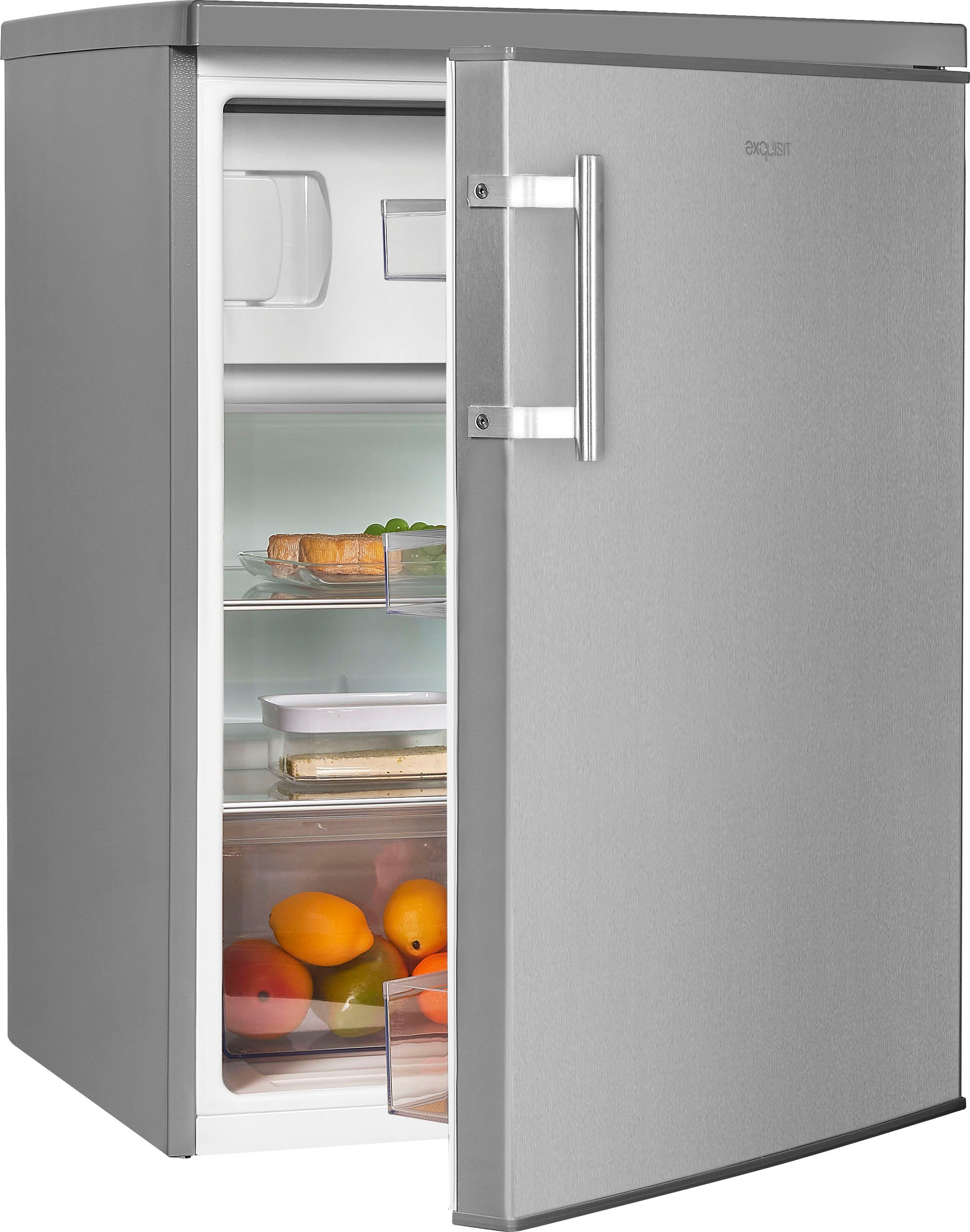 exquisit Kühlschrank KS18-4-H-170E inoxlook, 85,0 cm hoch, 60,0 cm breit edelstahl optik | Kühlschränke