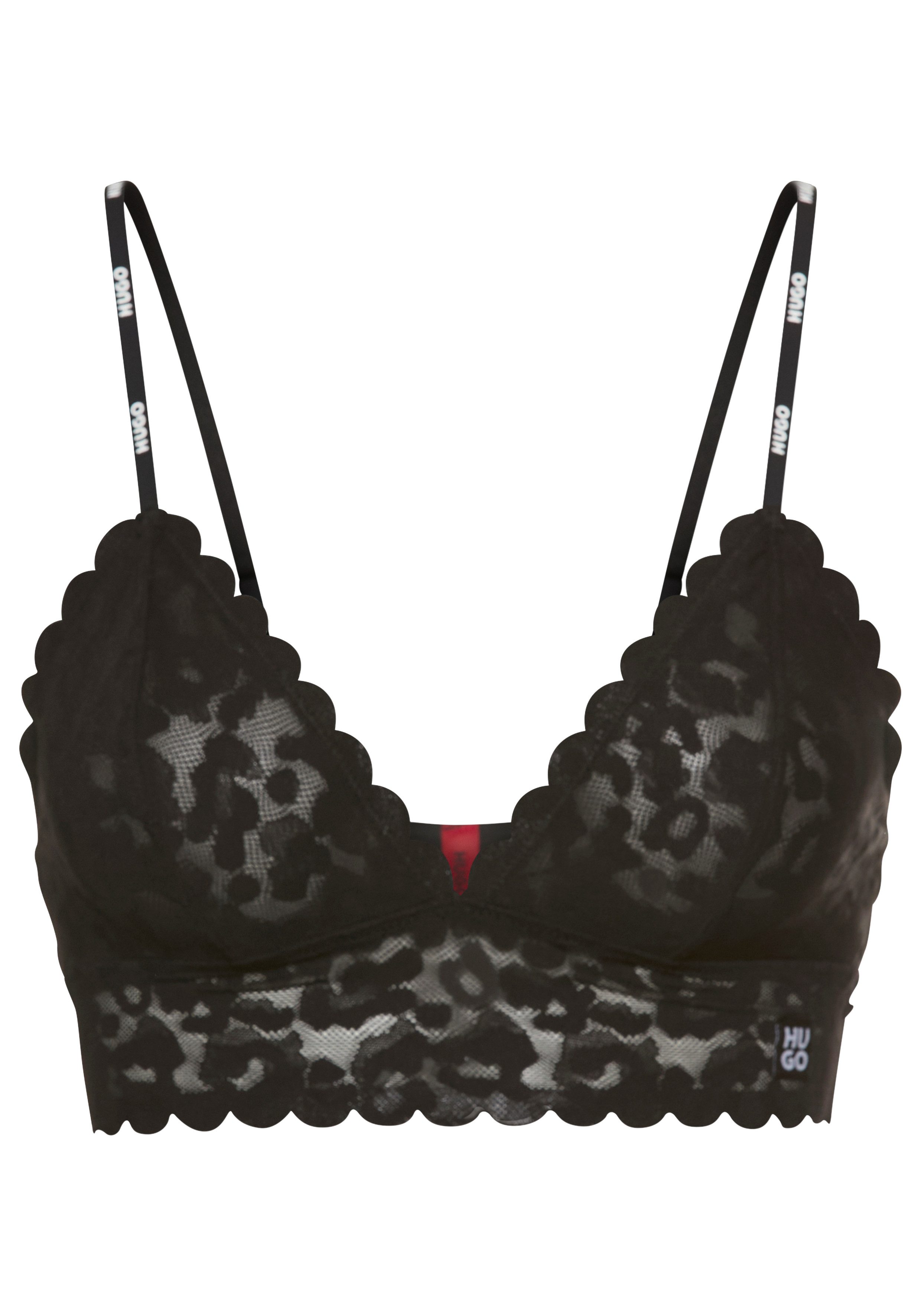 HUGO Triangel-BH LEO LACE ungepolstert, gewellte Kante, ohne Verschluss, leicht transparent