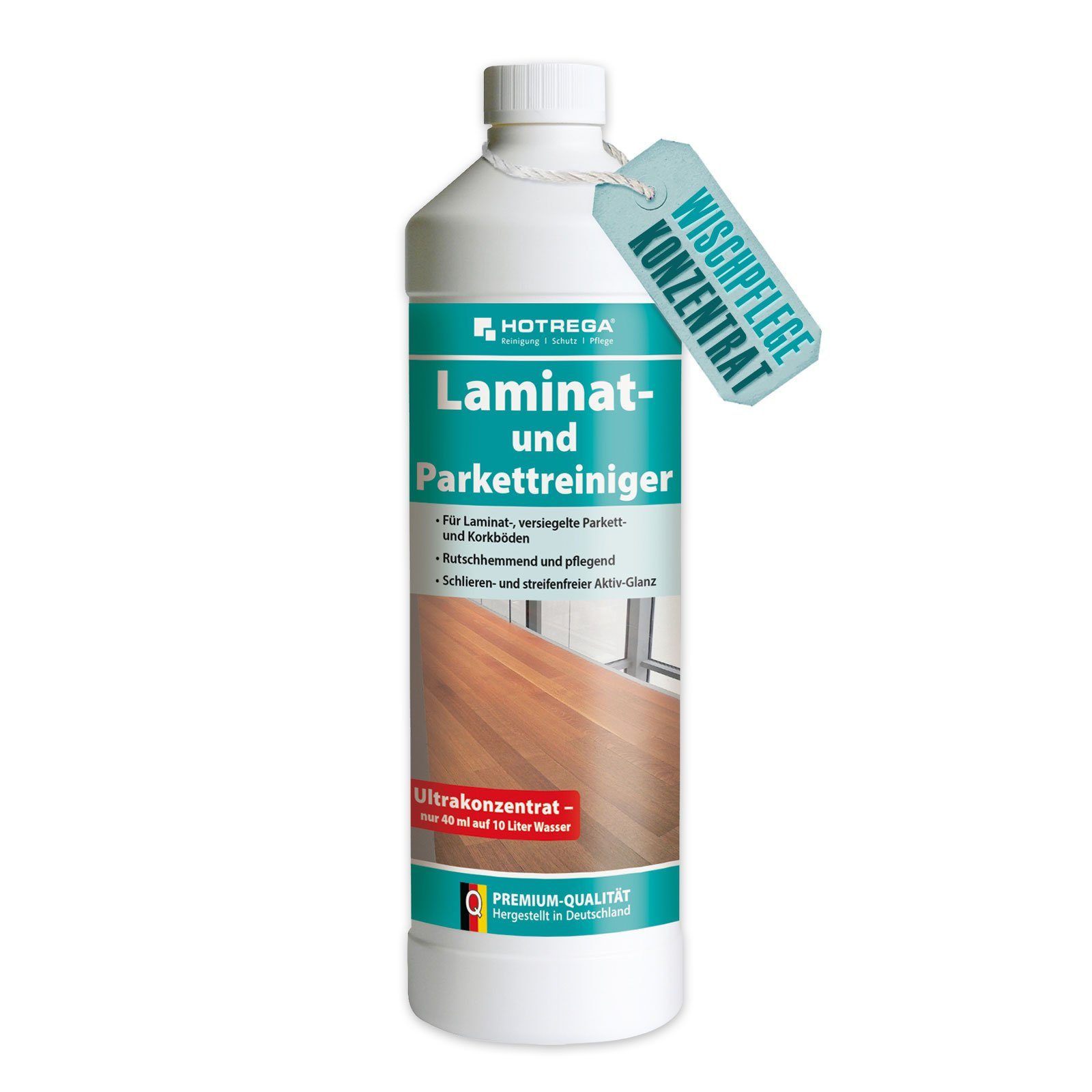 HOTREGA® Laminat und Parkett Reiniger Bodenreinigung und Pflege 1L Konzentrat Laminatreiniger