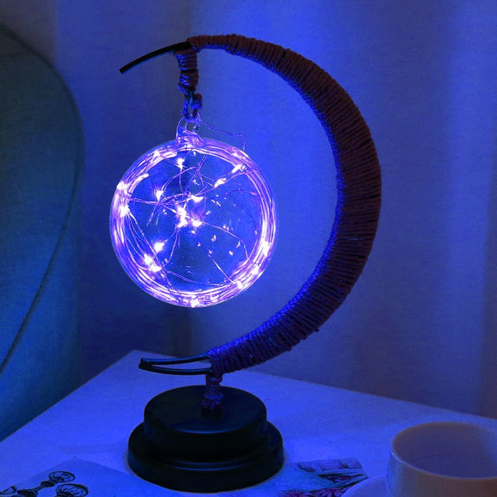 Rosnek mit Ball USB-betrieben, Weiß, Dekolicht Nachtlicht, LED Blau, Kupferdraht, Led LED Glas Lila, Dekolicht, Warmes Mehrfarbig