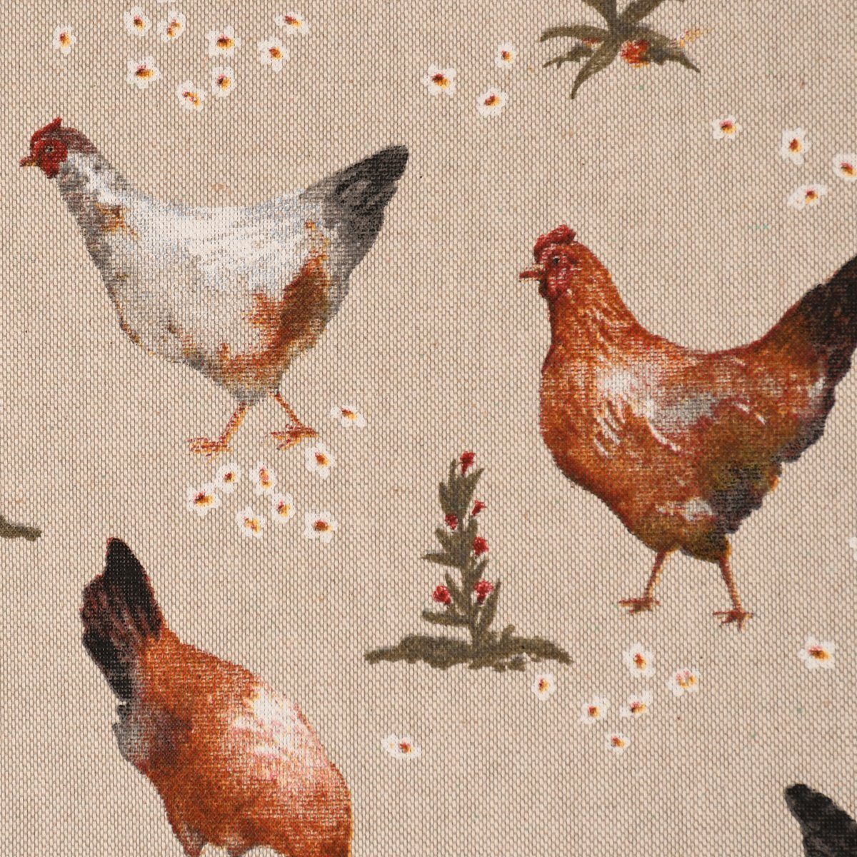 SCHÖNER LEBEN. Tischläufer SCHÖNER LEBEN. Tischläufer Chicken Farm Hühner natur braun, handmade