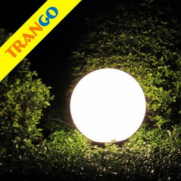 TRANGO LED Gartenleuchte, 200B LED Gartenkugel IP44 Kugelleuchte 20cm Durchmesser *GARDEN* in Weiß inkl. je 1x E27 LED Leuchtmittel 3000K warmweiß & je mit 5m Zuleitungskabel, warmweiß, Gartenleuchte Außenleuchte Wegbeleuchtung