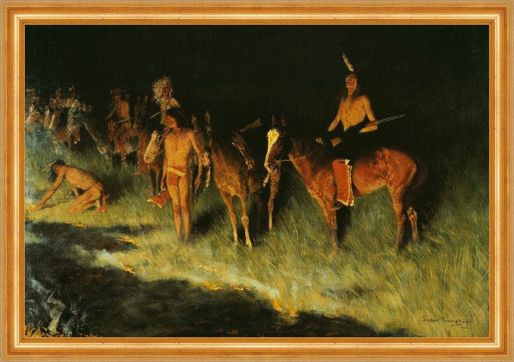 BillerAntik Kunstdruck The Grass Fire Frederic Remington Pferd B A3 01929 G günstig online kaufen