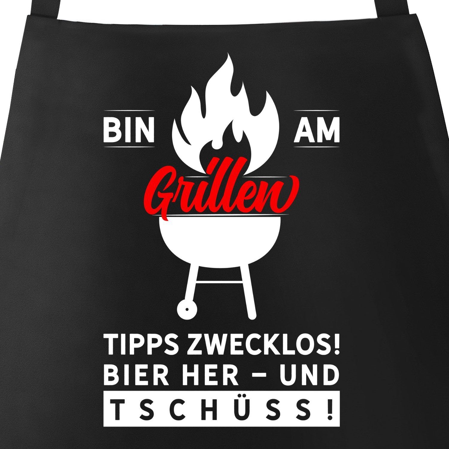 MoonWorks Grillschürze Grillschürze für Männer mit Spruch Bin am Grillen Schürze Grillen BBQ, mit kreativem Aufdruck