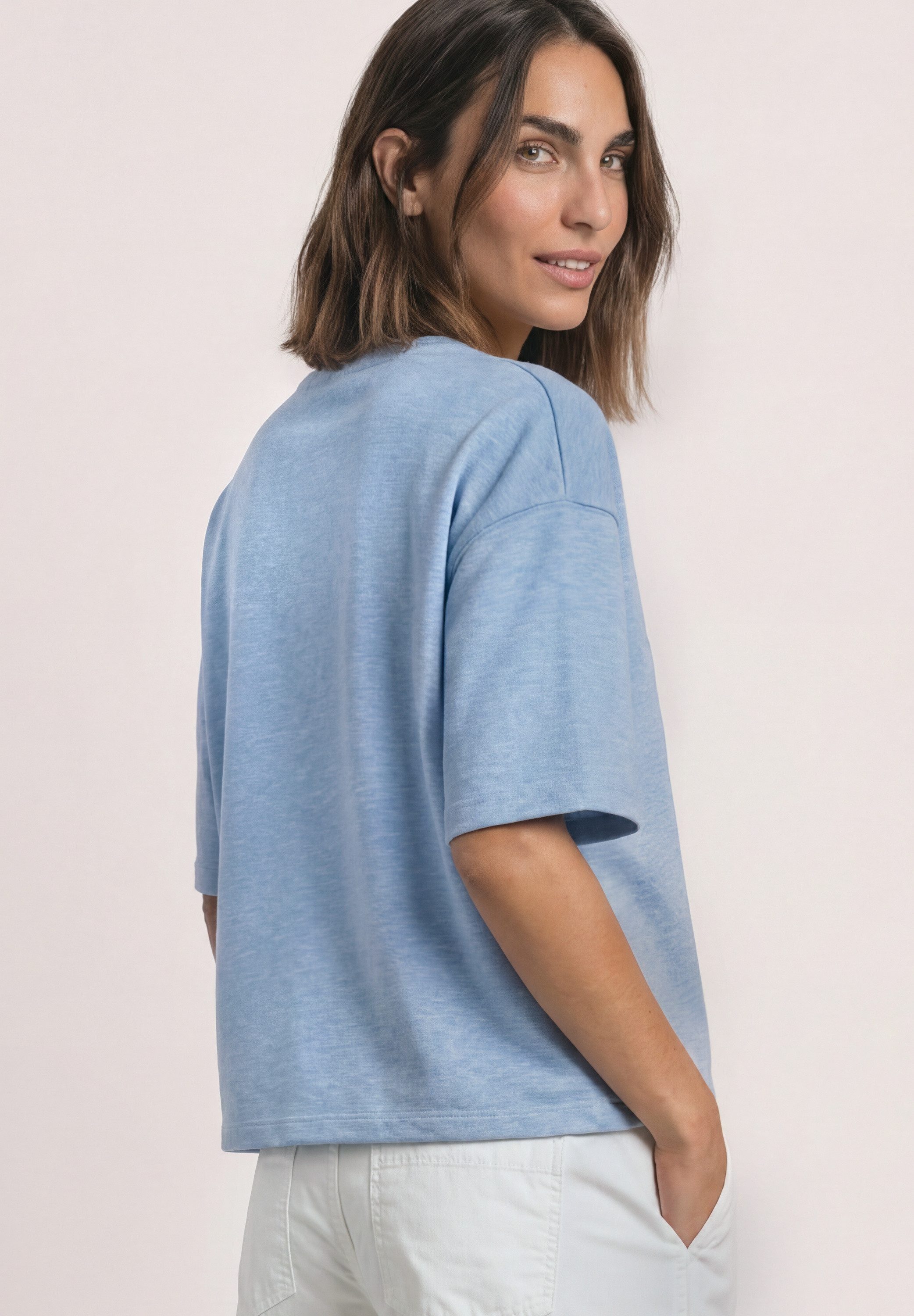 STREET ONE Sweater Kurzarm-Sweater mit Wording