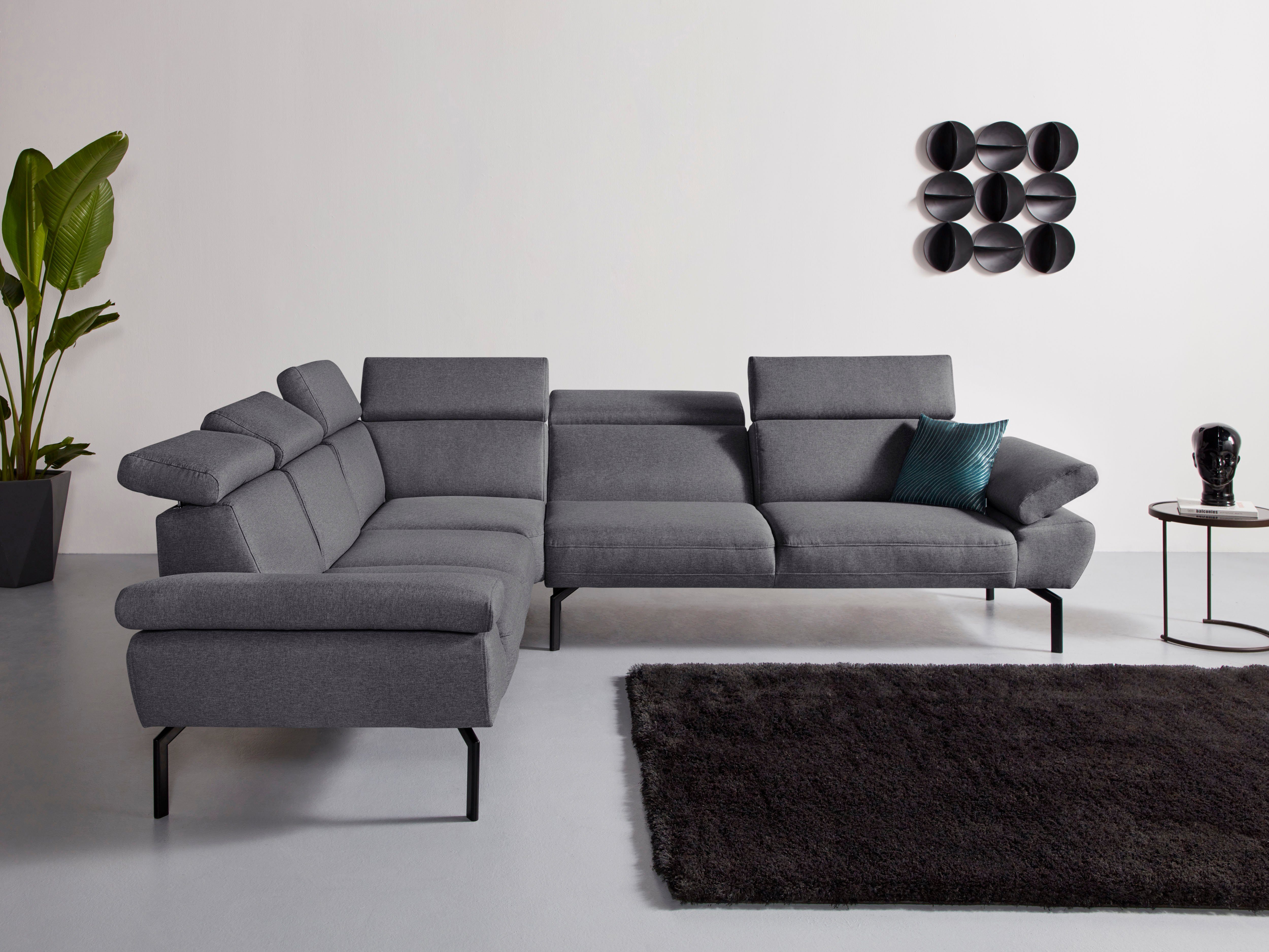 Luxus-Microfaser Ecksofa mit Lederoptik wahlweise Places of in Trapino Rückenverstellung, Style Luxus,