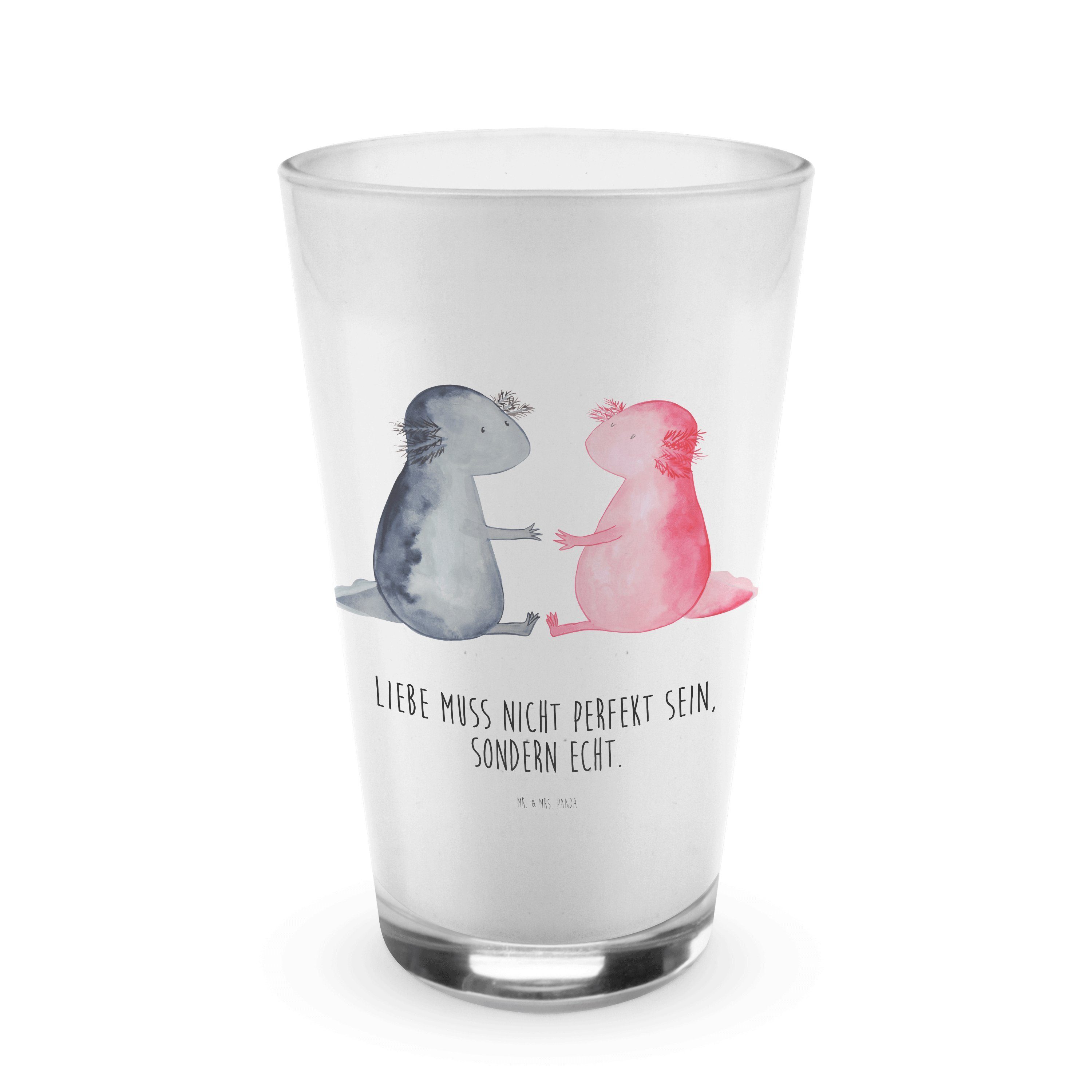 Mr. & Mrs. Panda Glas Axolotl Liebe - Transparent - Geschenk, Cappuccino Glas, Lurch, Glas, Premium Glas