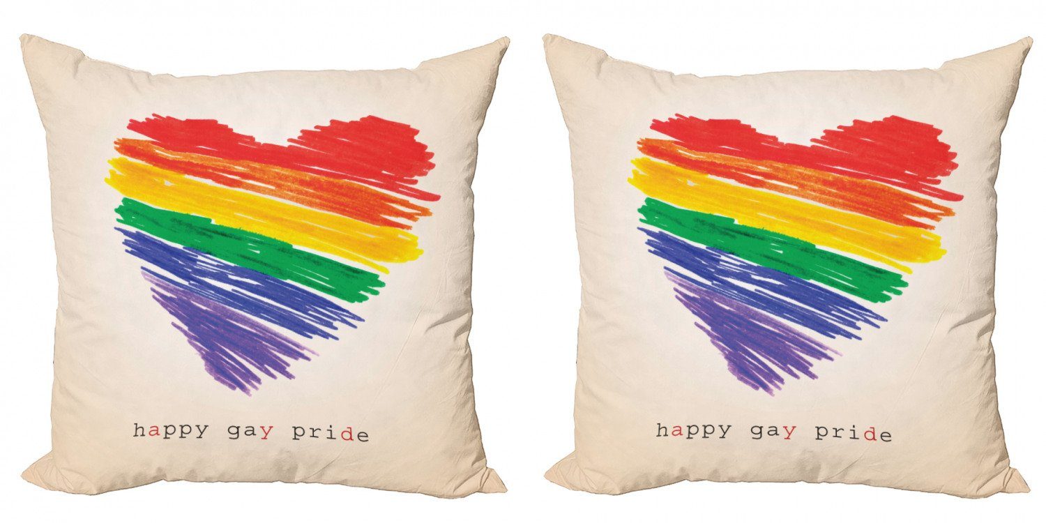 Kissenbezüge Modern Accent Doppelseitiger Digitaldruck, Stück), Stolz Homosexuell Pride Abakuhaus Glücklich Regenbogen-Herz (2
