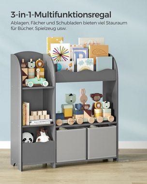 SONGMICS Spielzeugtruhe Bücherregal, Bücherregal, Kinderregal, Spielzeugregal mit 2 boxen