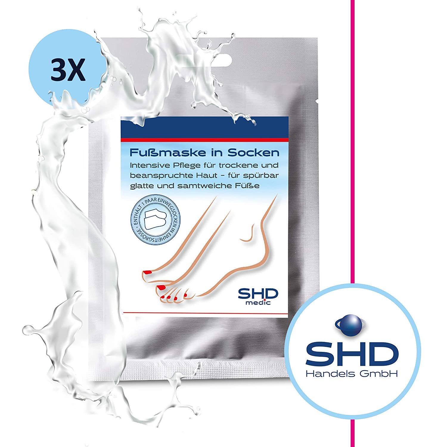 SHD Fußmaske Fußmaske für glatte und samtweiche Füße, 3-tlg.