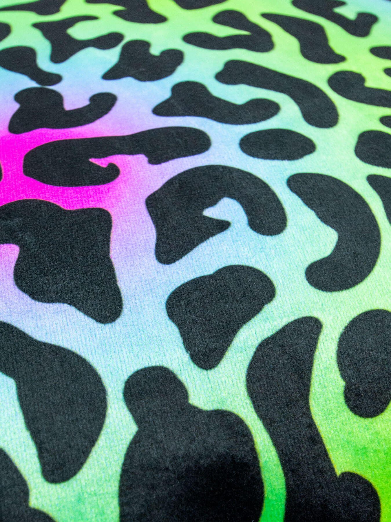 Kissen PSYWORK Neon 40x40cm, unter Schwarzlicht "Animal Dekokissen PSYWORK Print Leopard", UV-aktiv, leuchtet Schwarzlicht