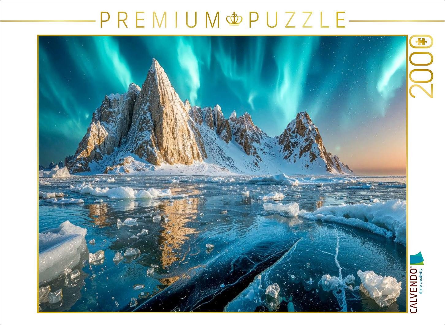CALVENDO Puzzle CALVENDO Puzzle Polarlichter krönen den Horizont über den Eisbergen, 2000 Puzzleteile