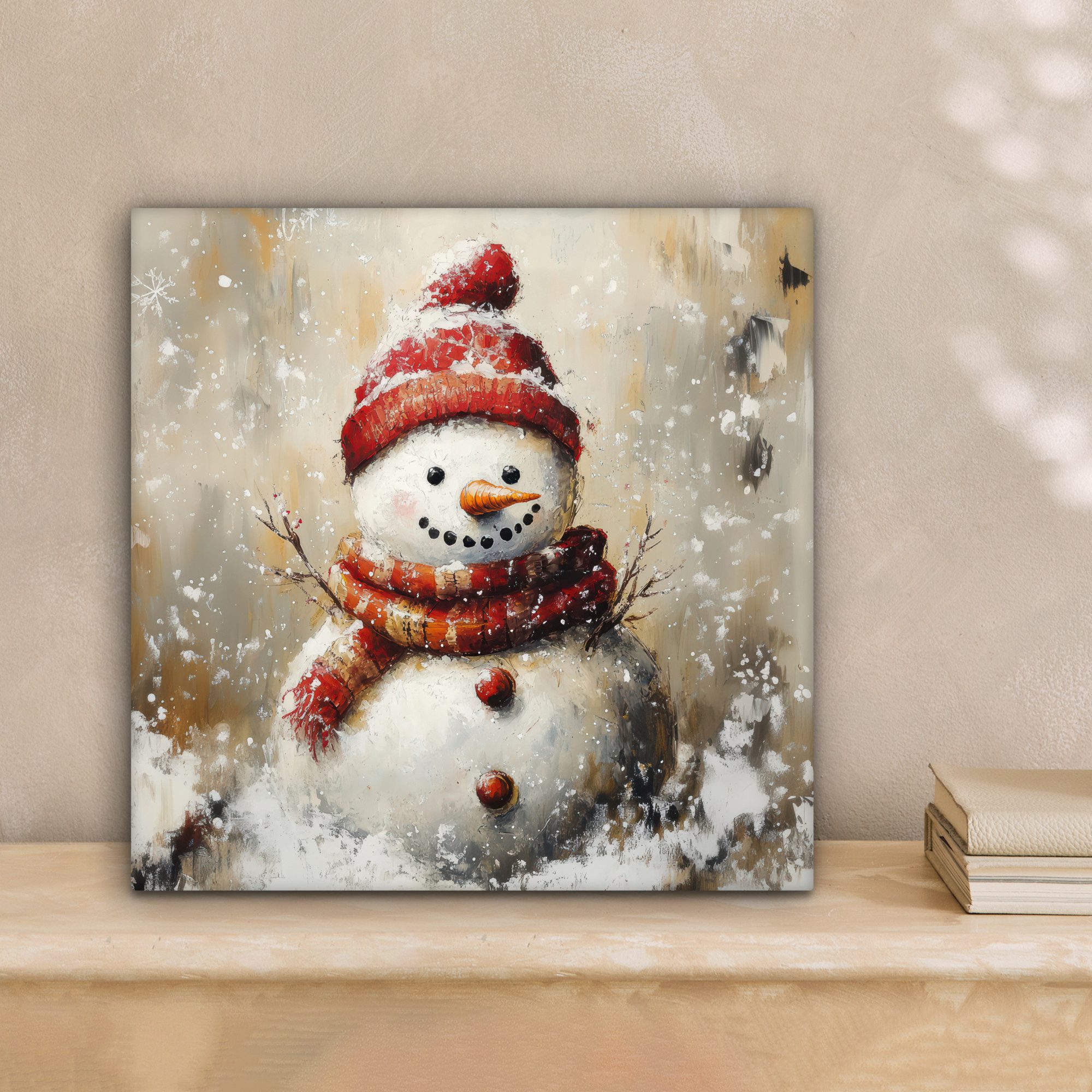 OneMillionCanvasses® Leinwandbild Schneemann - Winter - Schnee - Beige, Fot günstig online kaufen