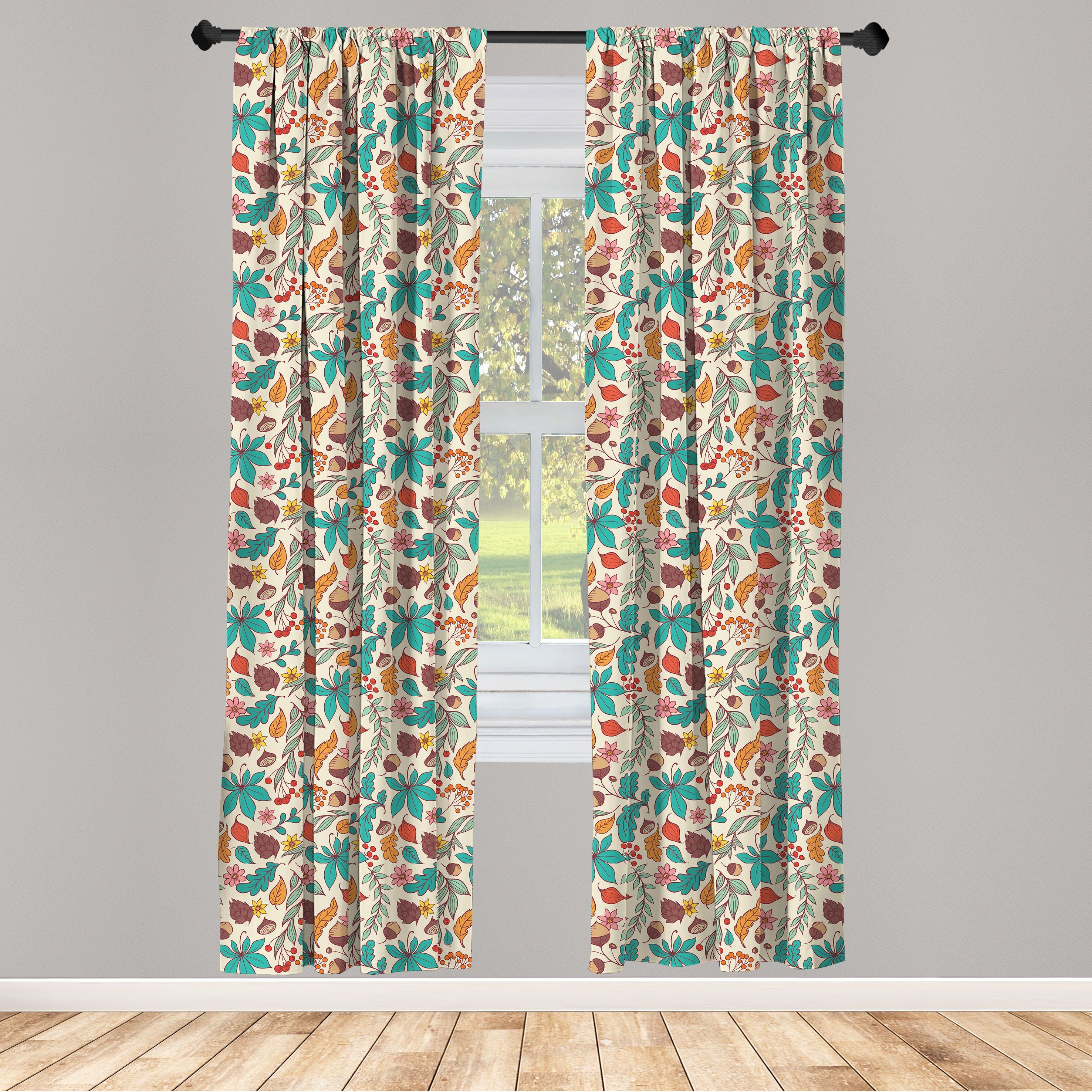 Gardine Vorhang für Wohnzimmer Schlafzimmer Dekor, Abakuhaus, Microfaser, Eichel Saisonale Nüsse und Beeren