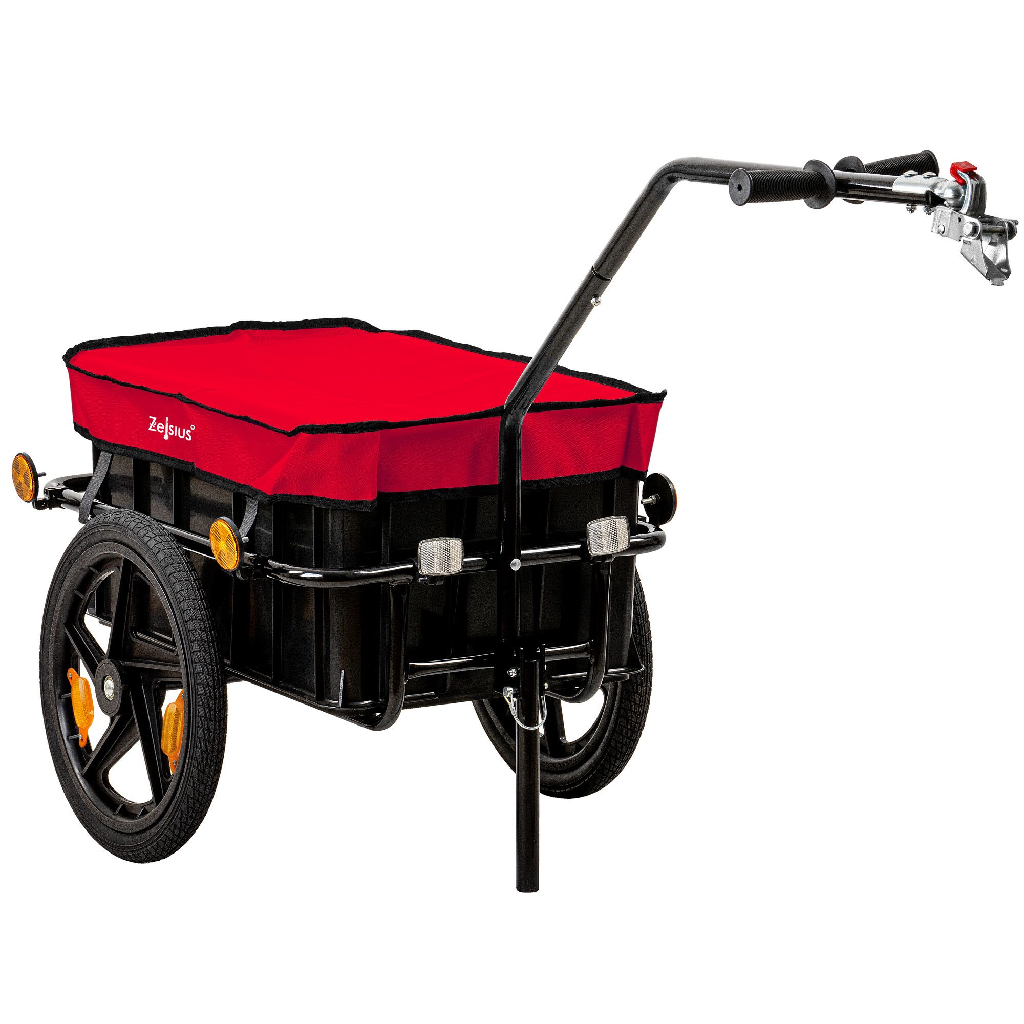Zelsius Fahrradlastenanhänger Zelsius Fahrradanhänger mit Abdeckung, Rot, Transportwagen, Fahrradwag