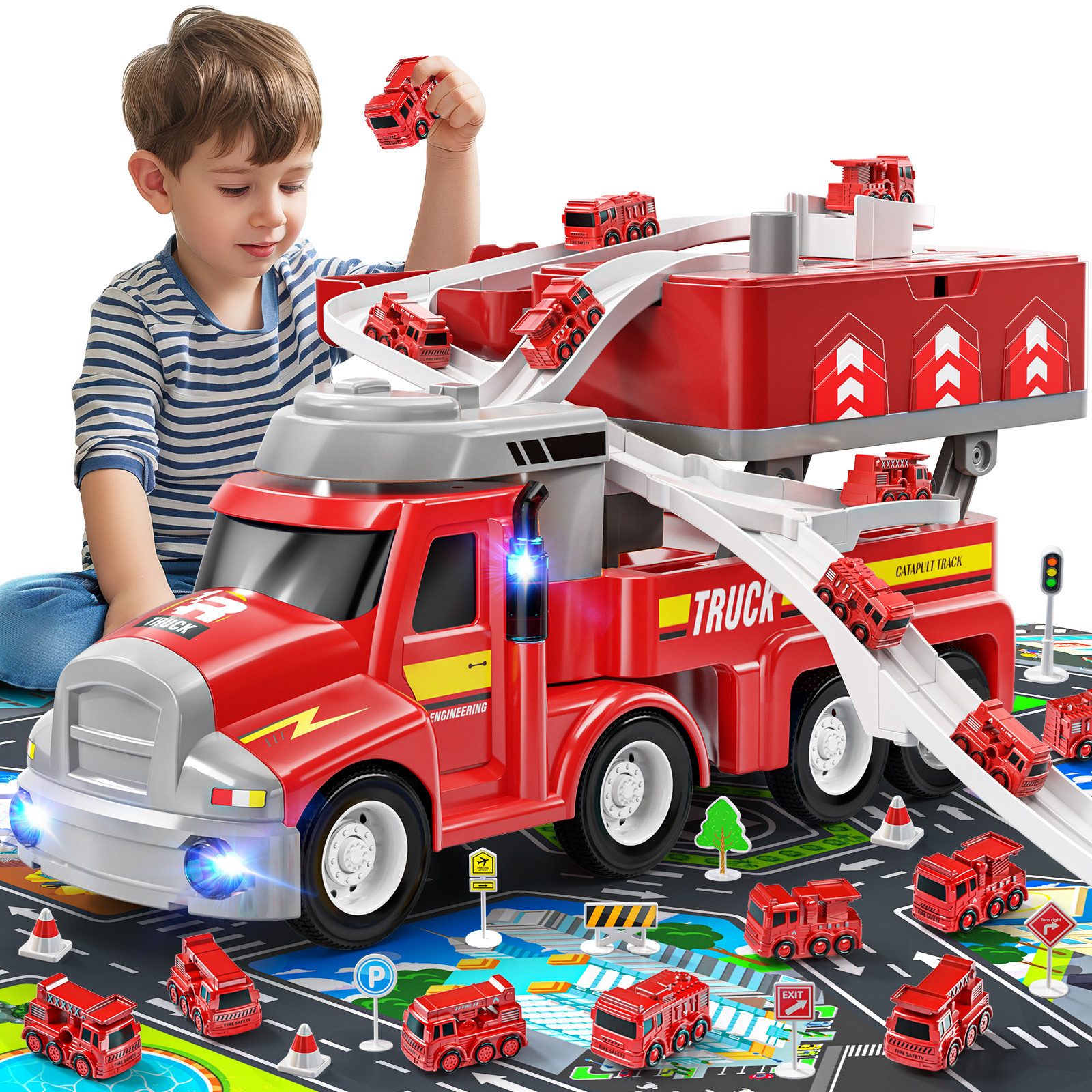 TEMI Spielzeug-Auto Auto Abenteuer Spielzeug Auto Träger Spielzeug mit 8 Mi günstig online kaufen