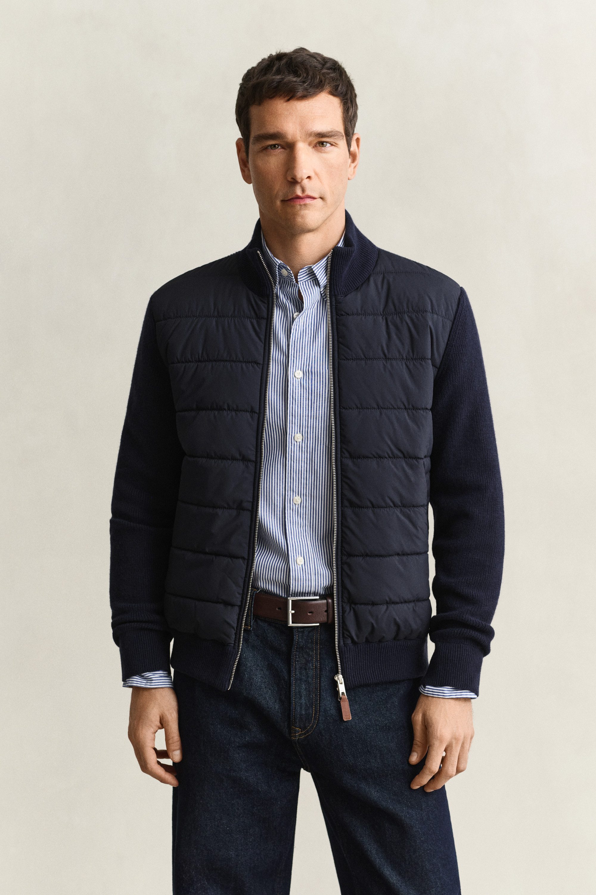Gant Strickjacke HYBRID ZIPPED CARDIGAN Regular fit mit Stehkragen – Bild 3 von 5