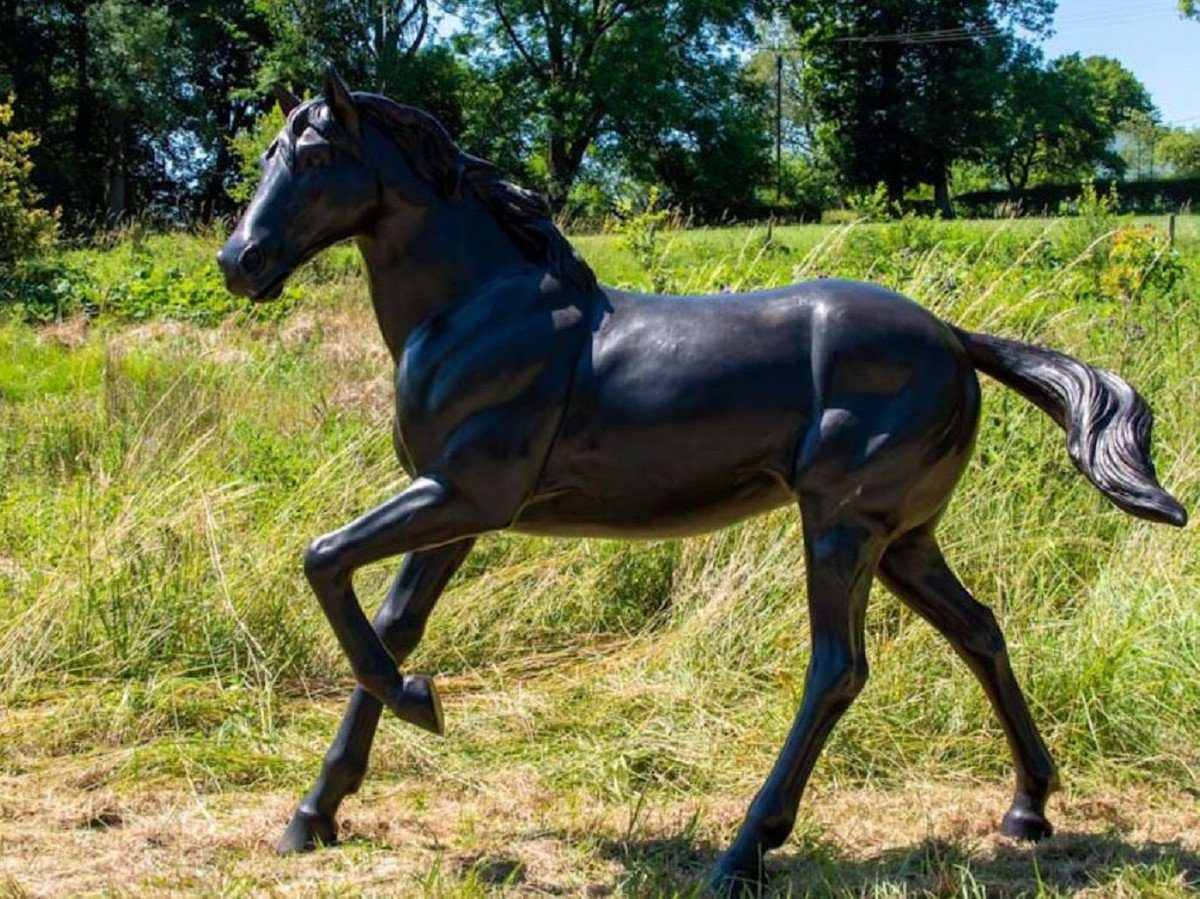 Casa Padrino Skulptur Luxus Bronze 64 - Deko Lebensgroße Bronze Skulptur Skulptur - Skulptur XXL Garten Tierfigur Pferd 188 - cm - x - Bronze Deko Luxus Figur XXL Riesiege H. x Garten 157