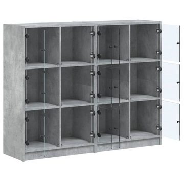 vidaXL Bücherregal Bücherregal mit Türen Betongrau 136x37x109 cm Holzwerkstoff, 1-tlg.