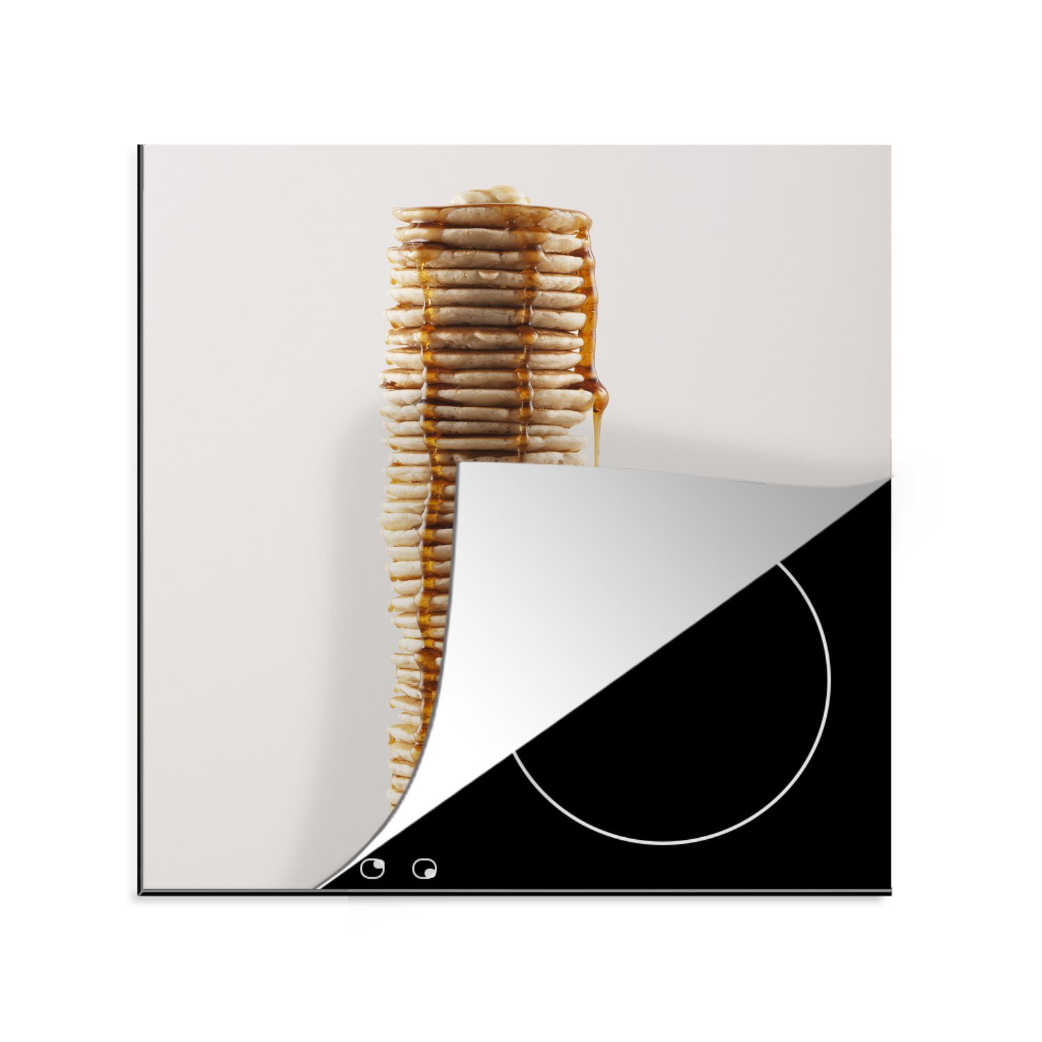 MuchoWow Herdblende-/Abdeckplatte Ein turmhoher Stapel mit Dutzenden von Pfannkuchen, Vinyl, (1 tlg), 78x78 cm, Ceranfeldabdeckung, Arbeitsplatte für küche