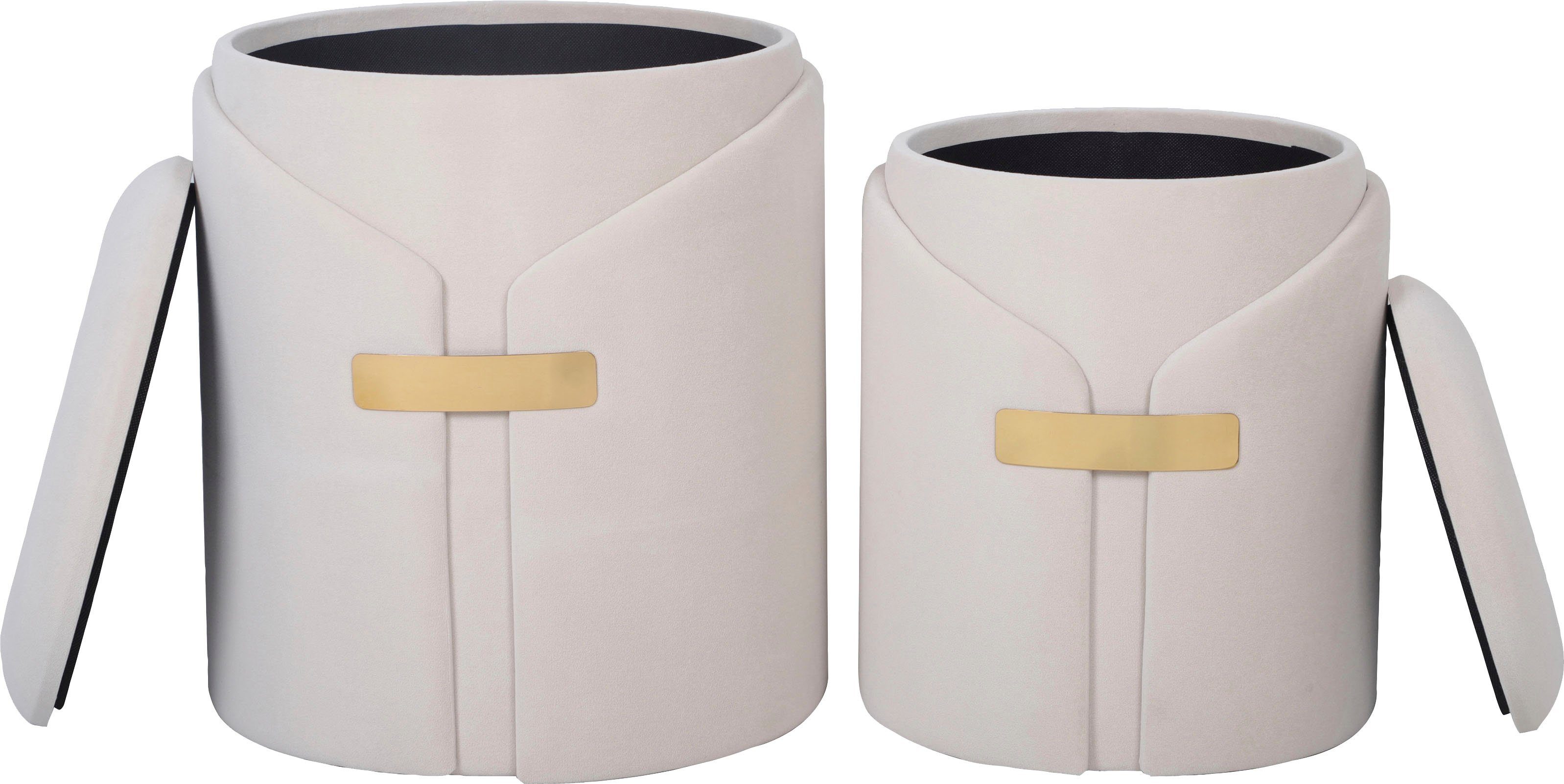 Kayoom Polstergarnitur Hocker Forcet 125 2er-Set, Edler Kunstsamtbezug, (Set, 2-tlg., Hocker 1: B 30,5/ H 38,5/ T 30,5 cm Hocker 2: B 37/ H 44,5/ T 37 cm), modern, mit Stauraum, dekorativ, Viele dekorative Farbkombinationen
