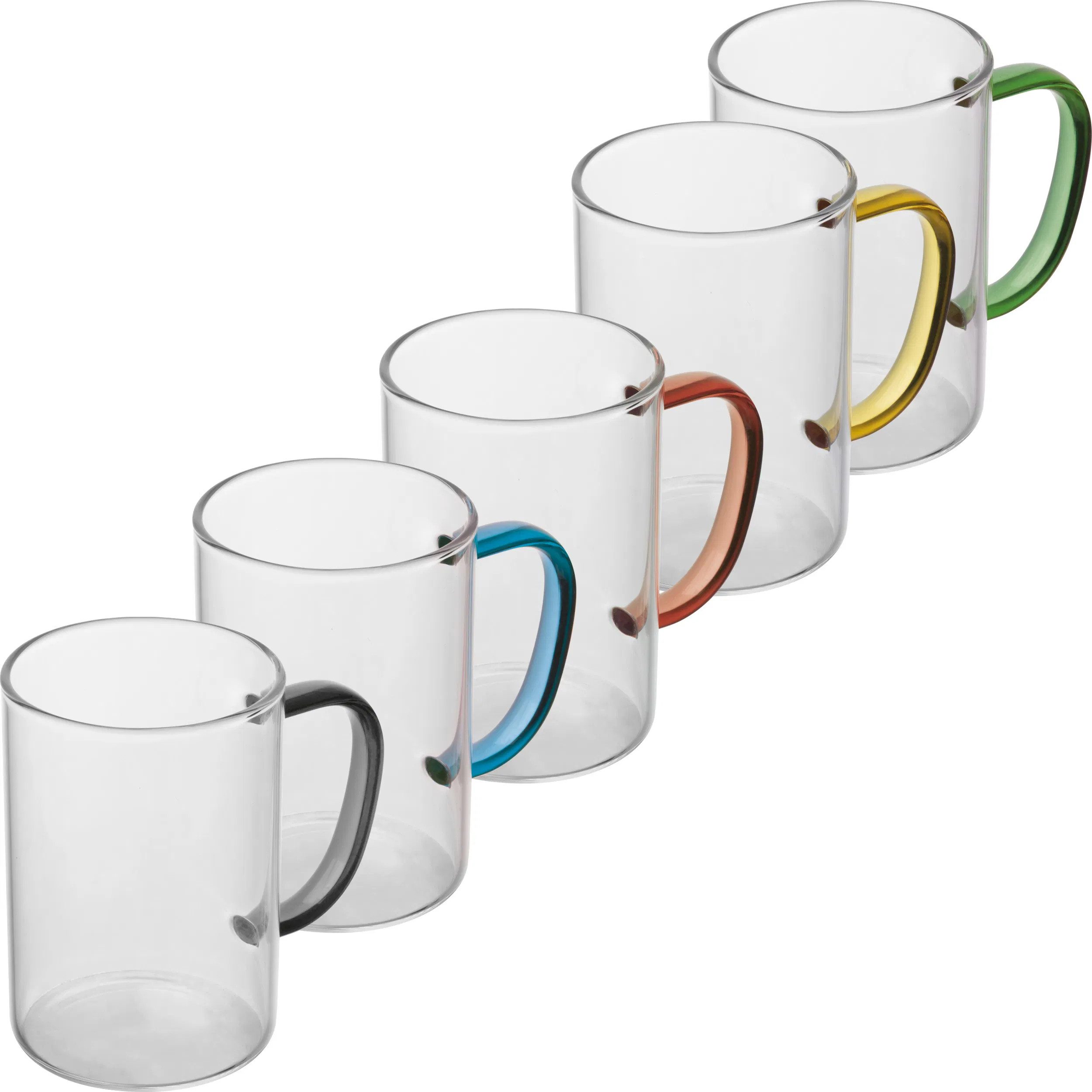 Macma Tasse 5x Kaffeetasse / Teetassse / aus Glas / 250 ml / 5 Farben sortiert