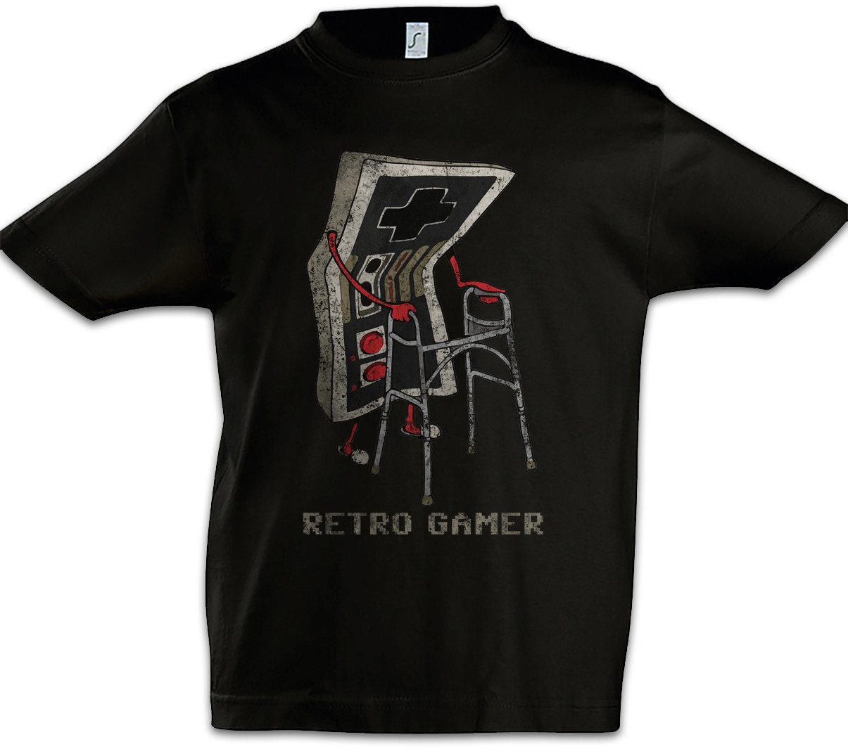 Print-Shirt Retro Gamer Kinder T-Shirt Gaming Admin PC Informatik Informatiker Fun