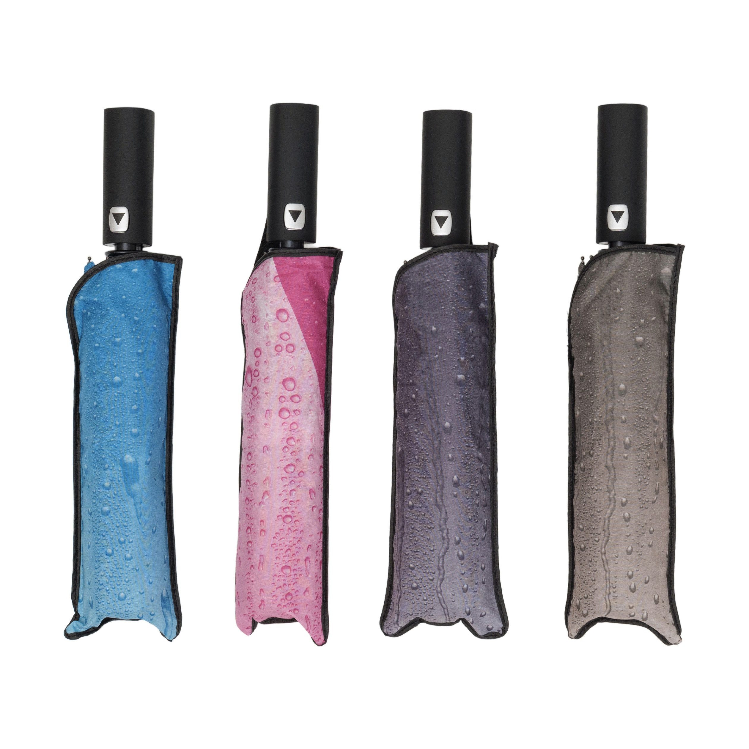 Susino Taschenregenschirm mit Schutzhülle ø100 cm mit Tropfenmotiv Winddicht