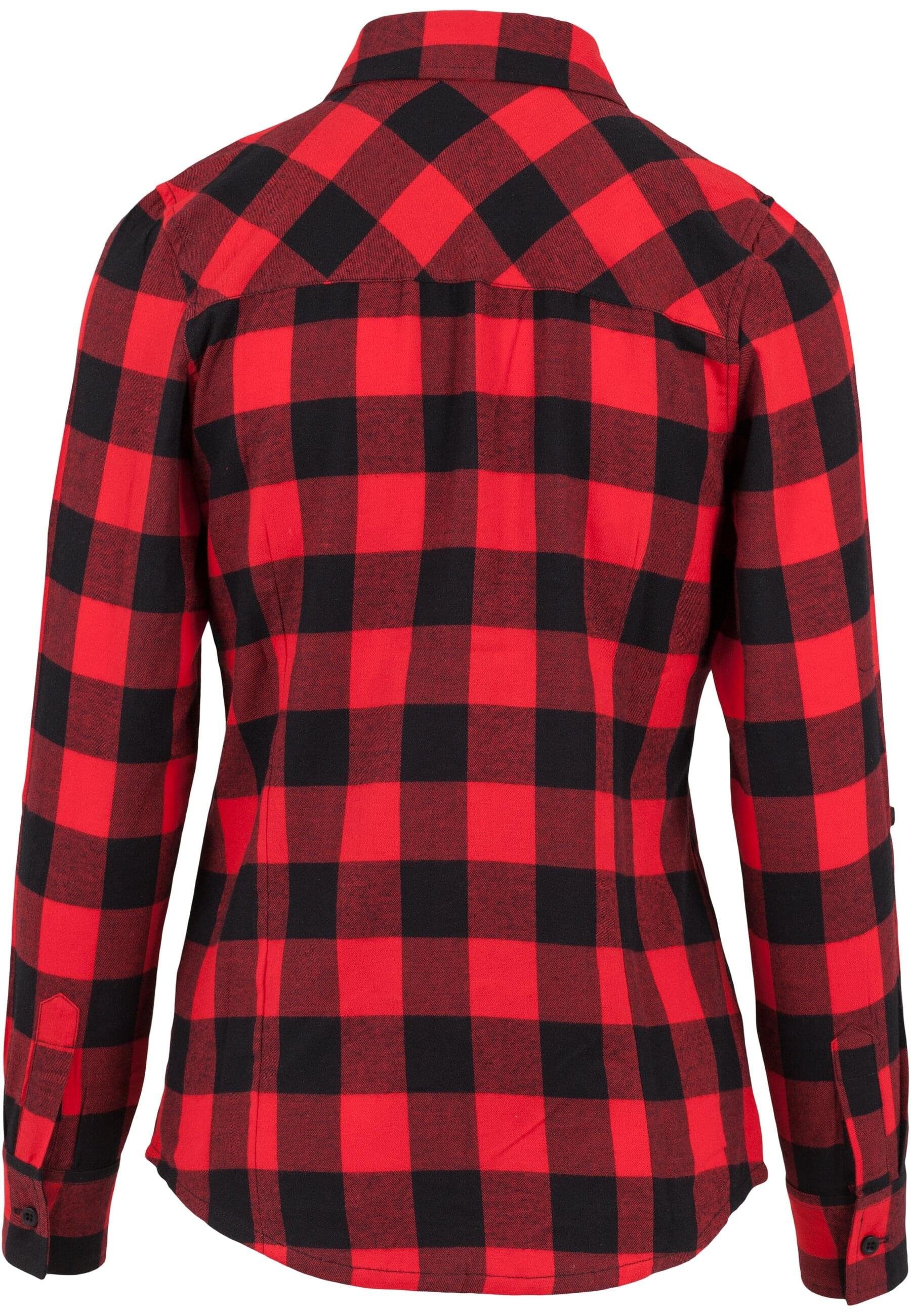 URBAN CLASSICS Langarmhemd Damen Ladies Shirt Flanell (1-tlg) Checked Turnup black-rot