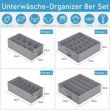 CALIYO Aufbewahrungsbox Unterwäsche-Organizer 8er Set, Schubladen-Organizer, faltbar (8 St), Aufbewahrungsbox Schrank, Aufbewahrung, für BHs, Socken, Krawatten